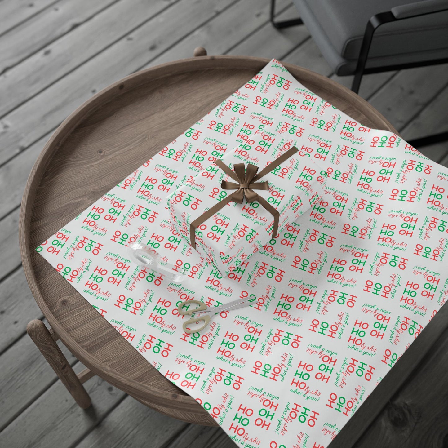 Festive Wrapping Paper - Ho Ho Holy Shit What a Year - White