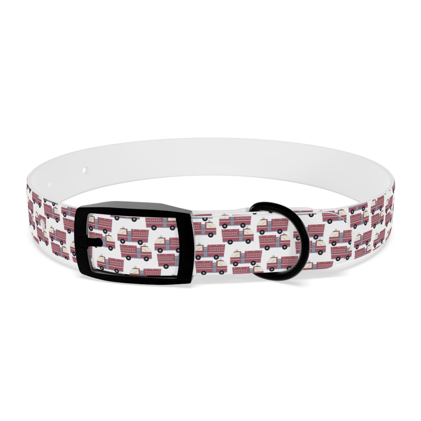 Dog Collar - Fire Trucks - White