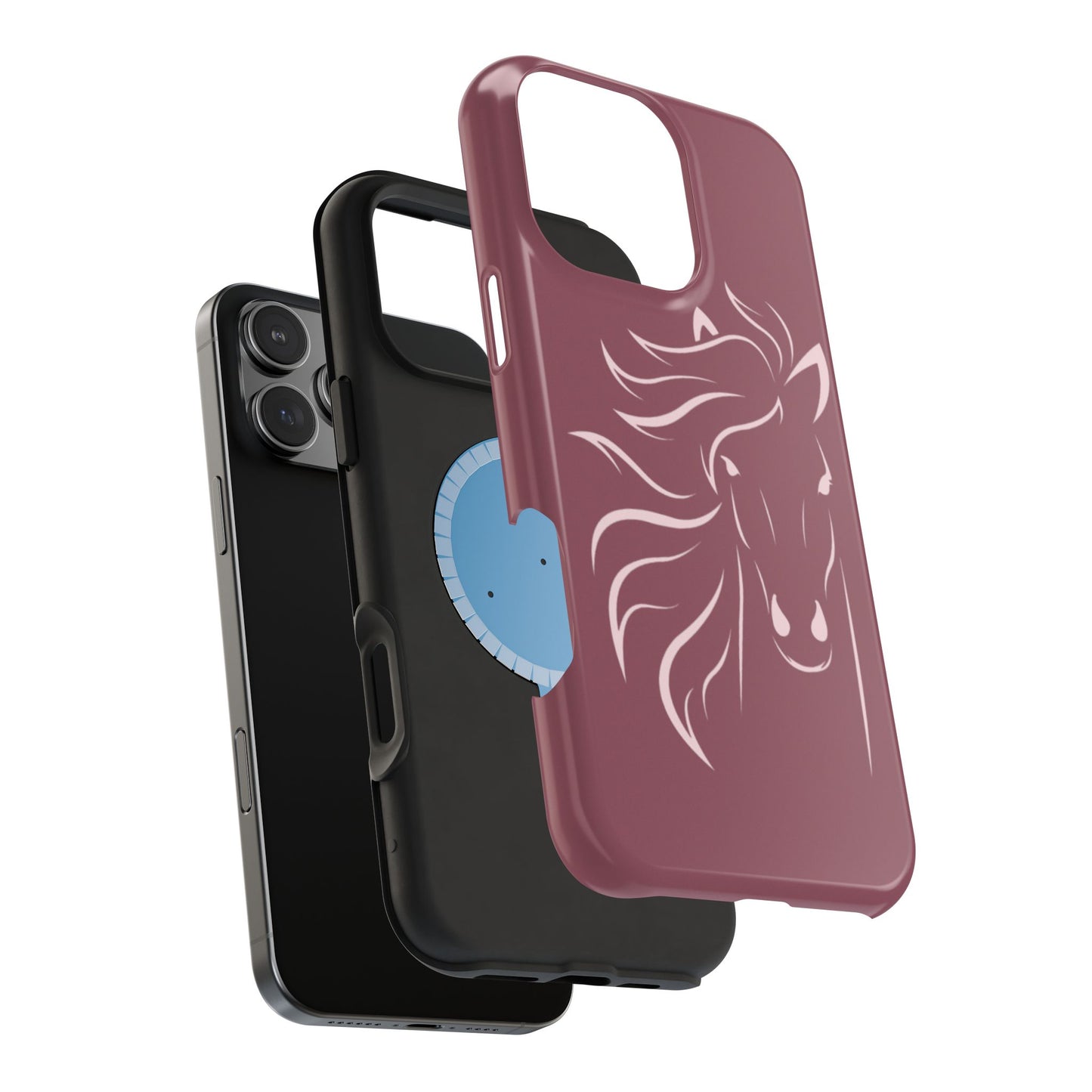 Phone - Magnetic Tough Cases - Pink Horse Outline