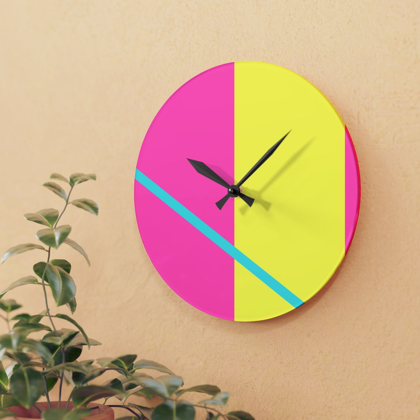 90's Vibes Acrylic Wall Clock - Pink Banana