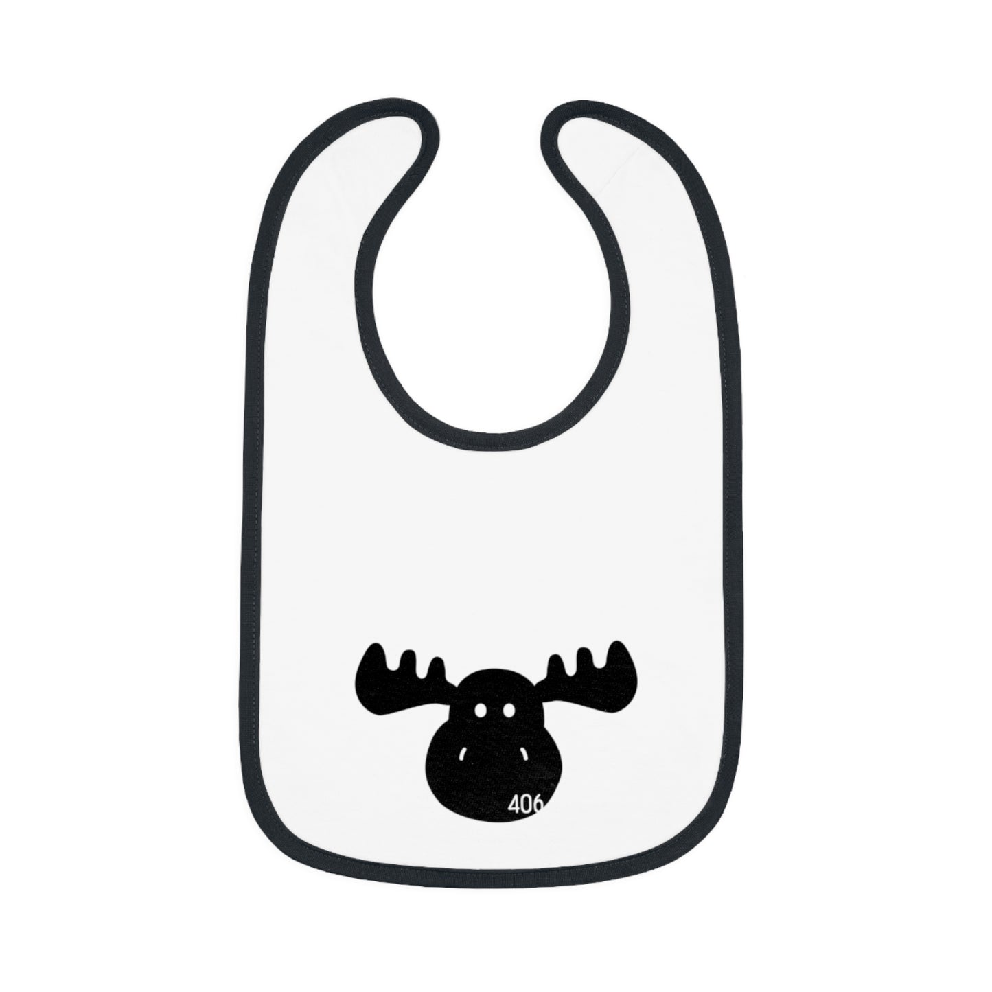 406 Baby Contrast Trim Jersey Bib - Moose Blk