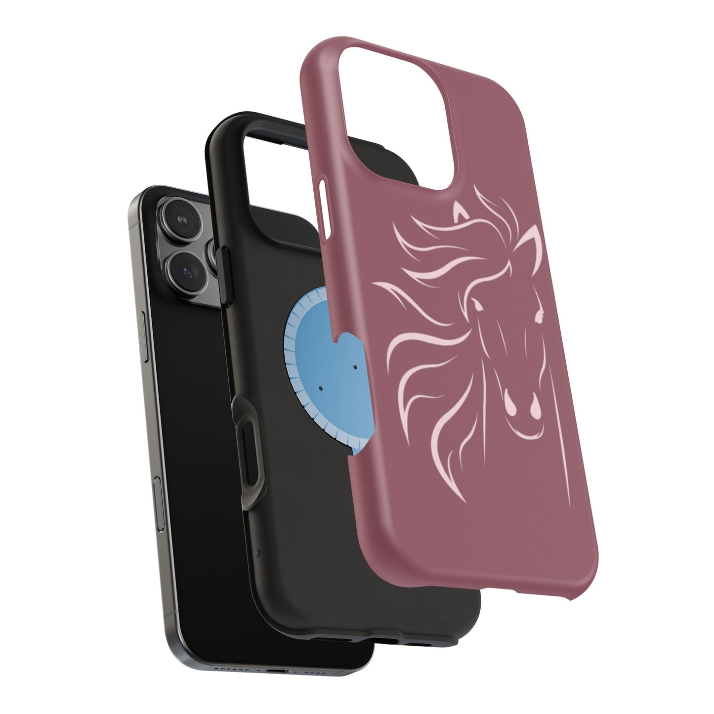 Phone - Magnetic Tough Cases - Pink Horse Outline