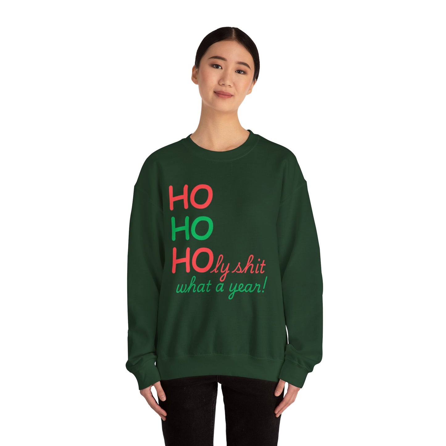 Festive Unisex Crewneck Sweatshirt - Ho Ho Holy Shit