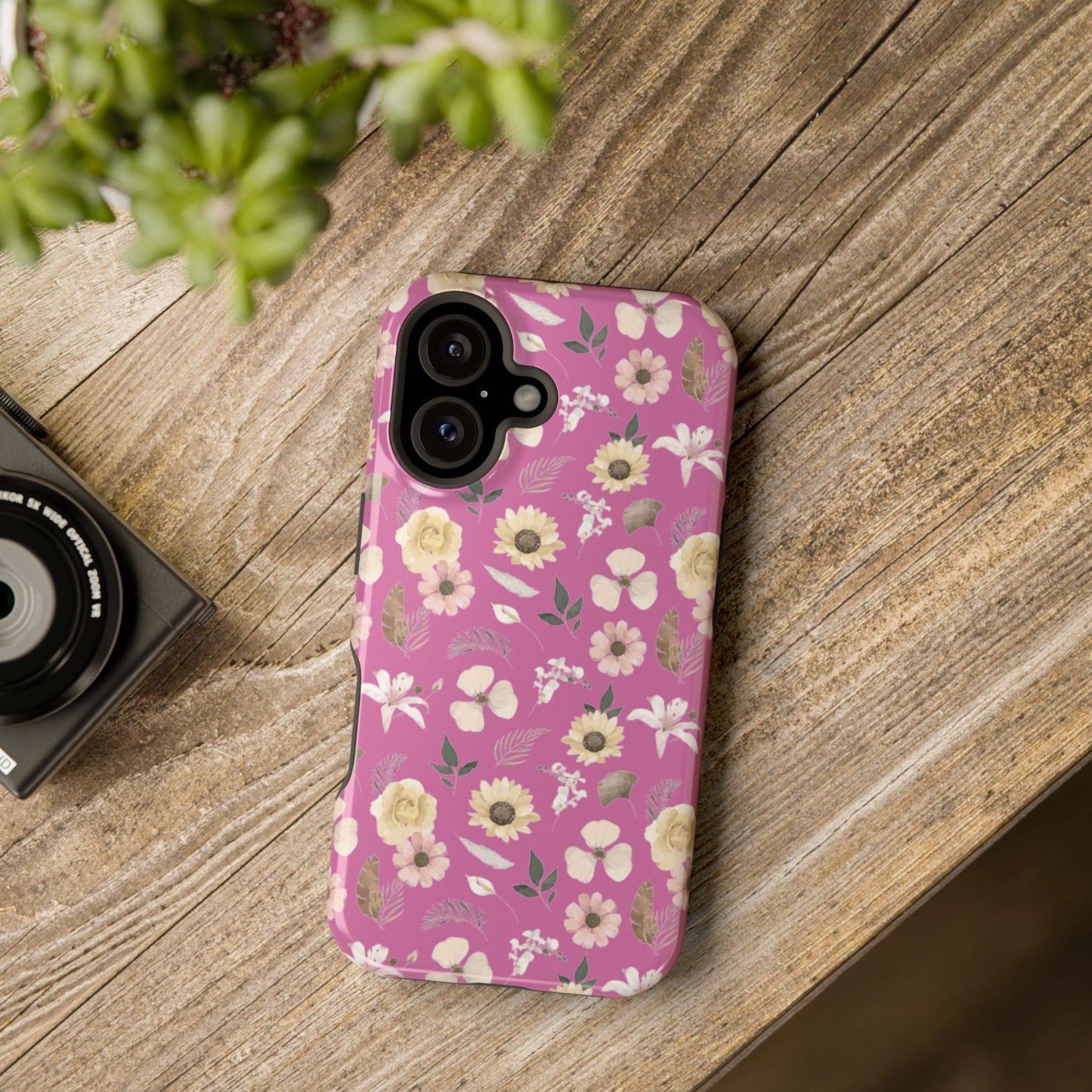 Phone Case - Impact-Resistant - Flower Child Multi & Pink