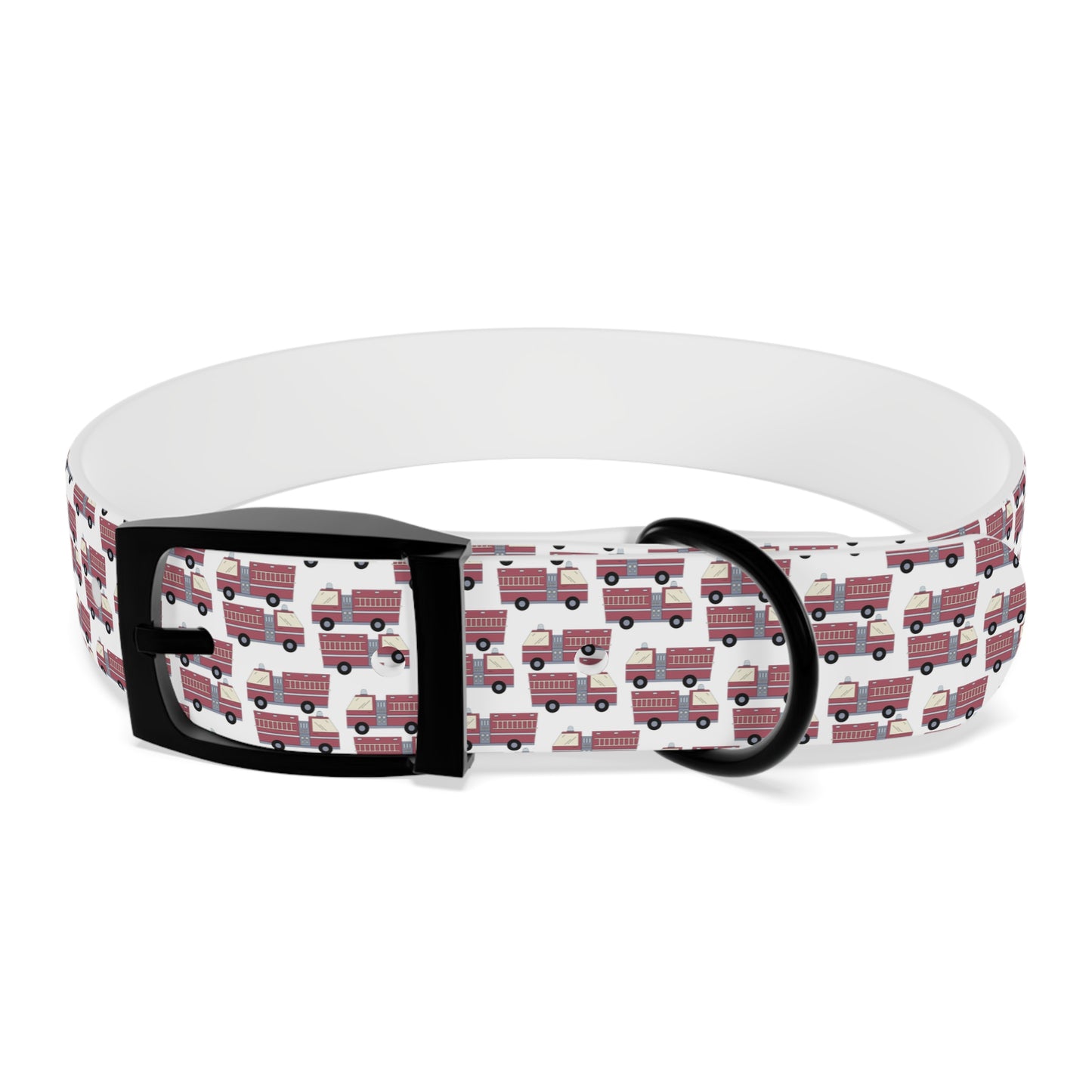 Dog Collar - Fire Trucks - White