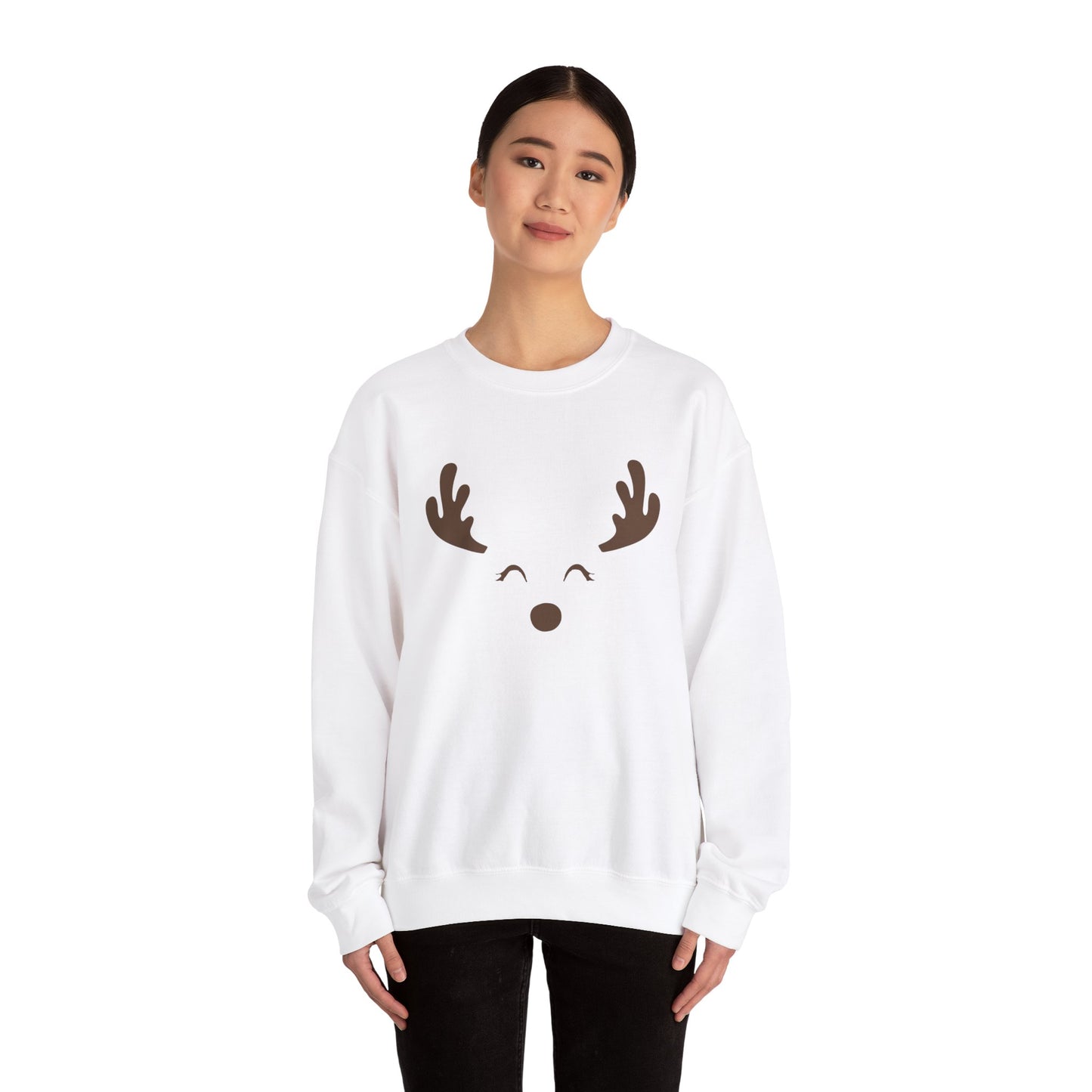 Festive Adult Unisex Reindeer Crewneck Sweatshirt