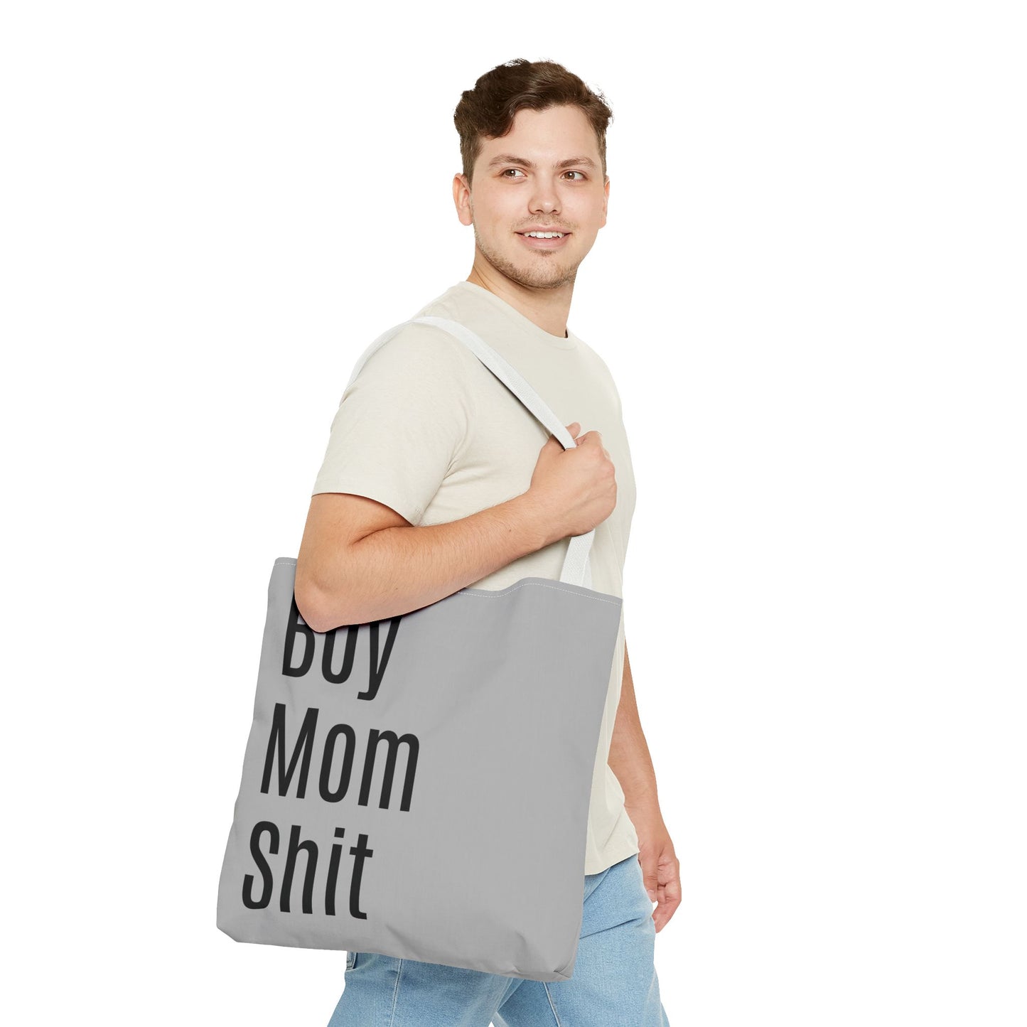 Boy Mom Shit Versatile Tote Bag (AOP) - Lt Gray