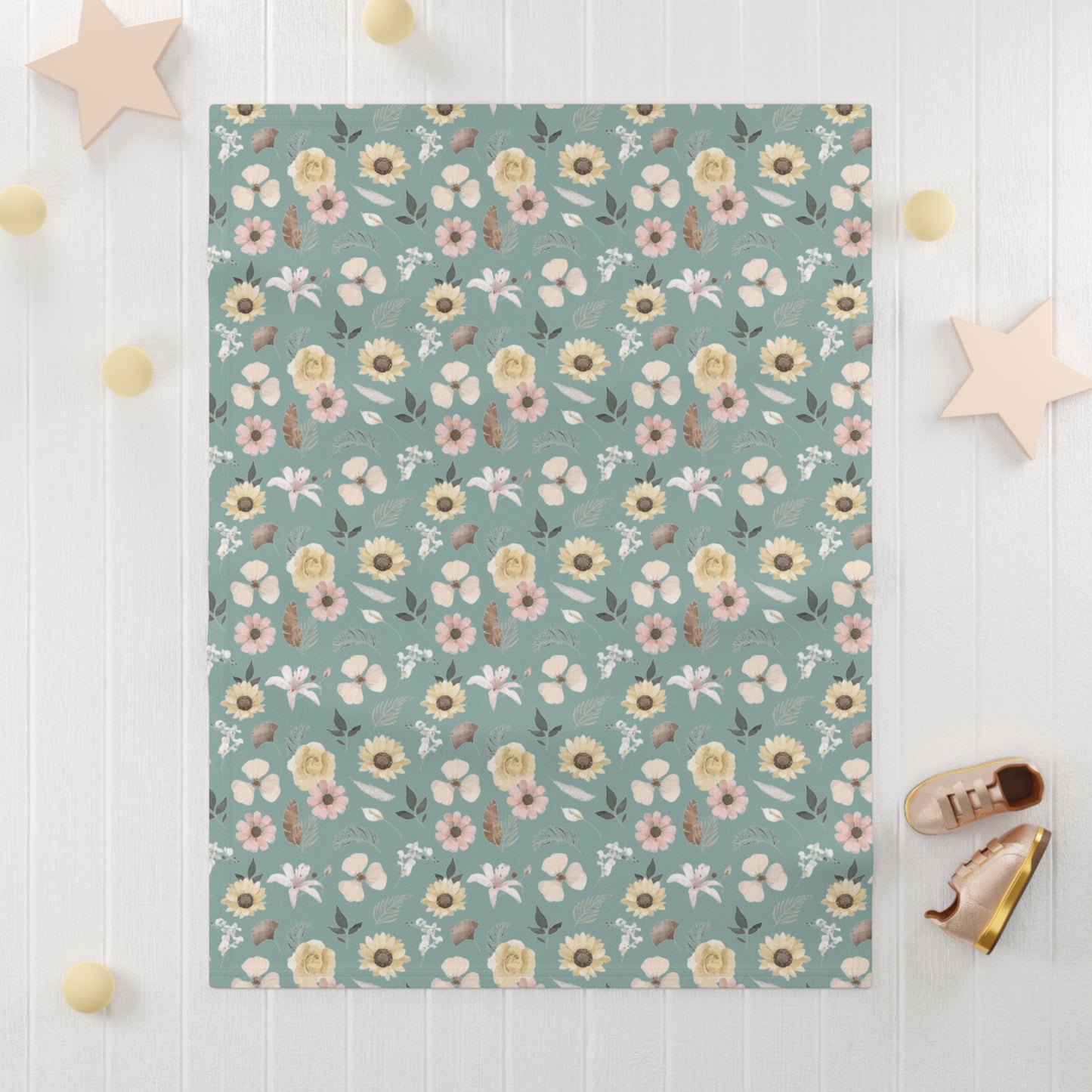 Elegant Baby Soft Fleece Baby Blanket - Mountain Green Floral