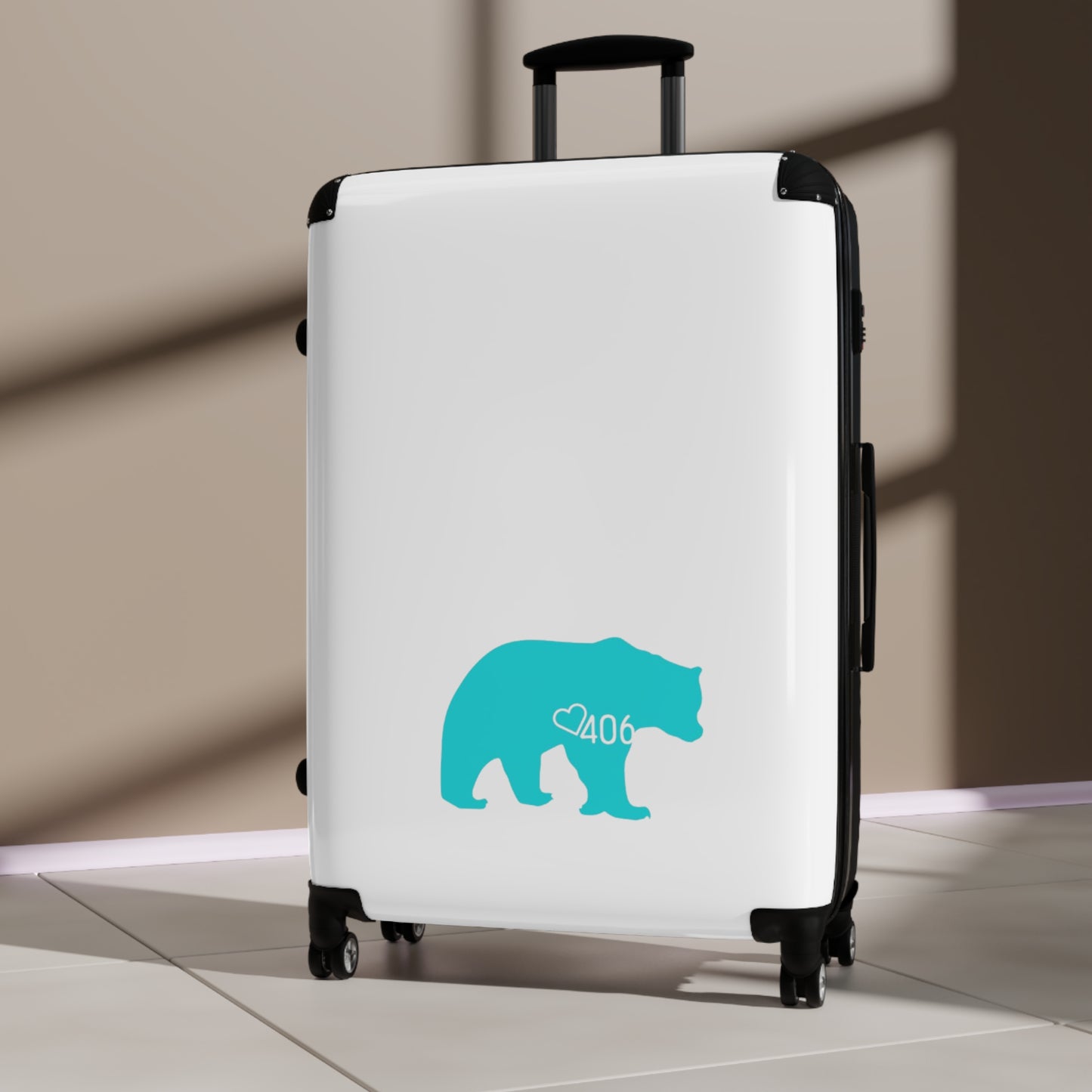 406 Design Hot Pink 90's Inspired Suitcase - Bear