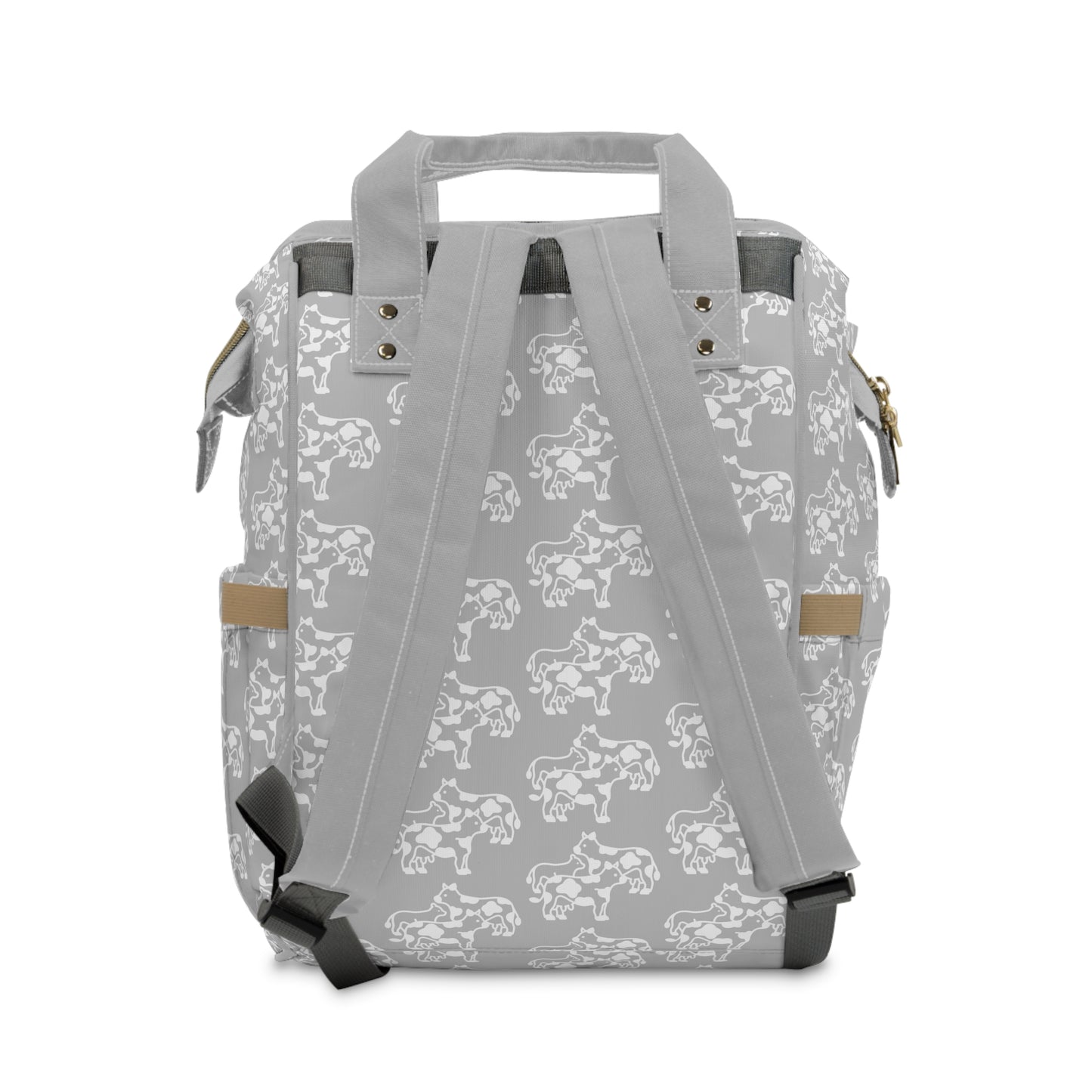 Barnyard Baby Diaper Backpack - Cows Light Gray