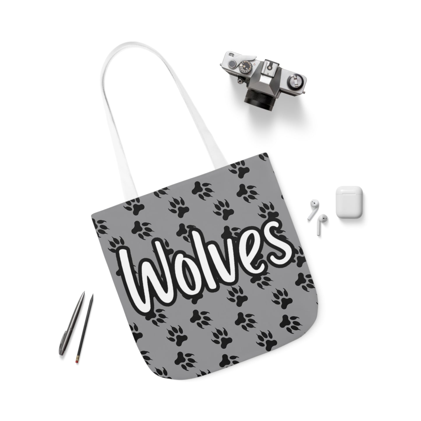 Sports Team Gray Canvas Tote Bag, 5-Color Straps - Wolves