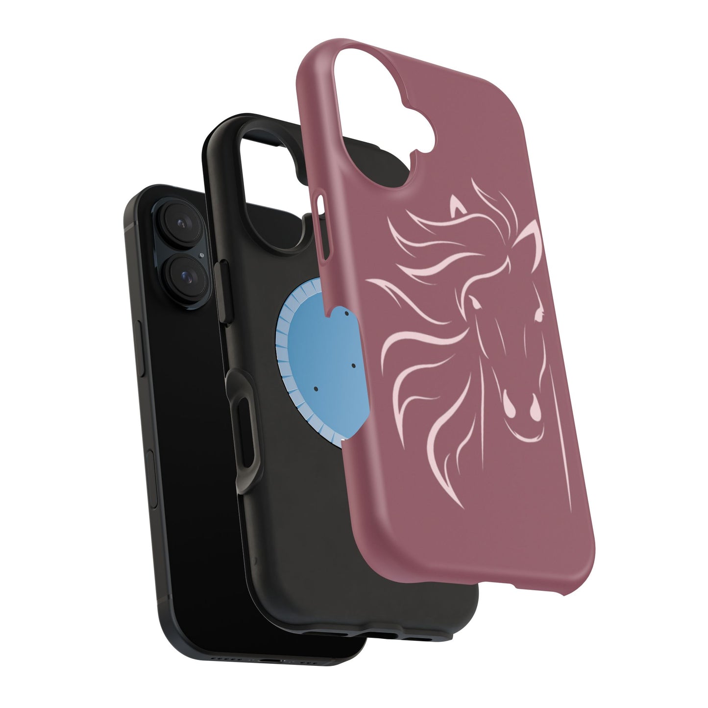 Phone - Magnetic Tough Cases - Pink Horse Outline