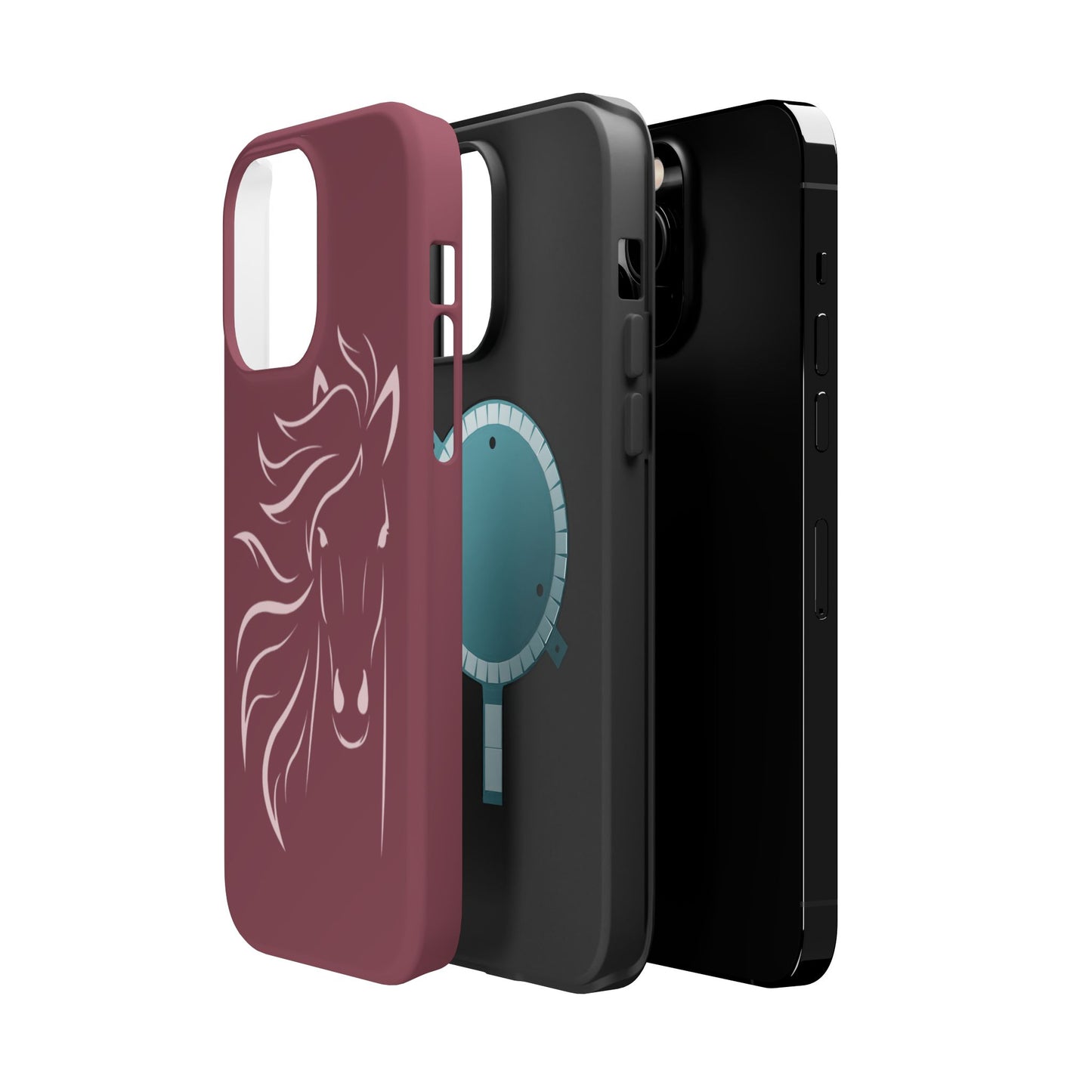 Phone - Magnetic Tough Cases - Pink Horse Outline