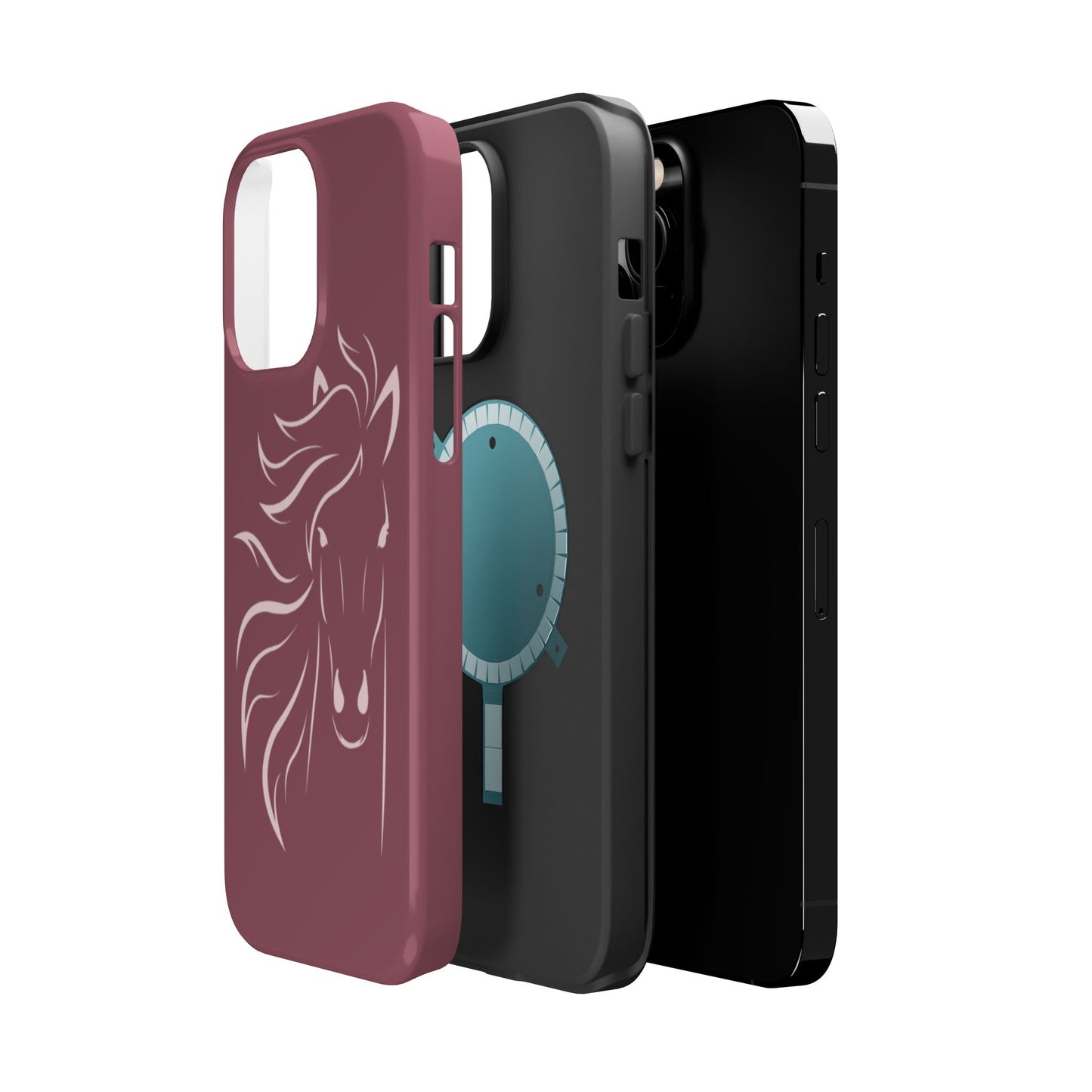 Phone - Magnetic Tough Cases - Pink Horse Outline