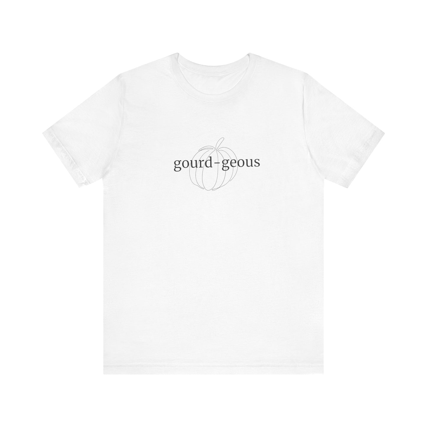 Fall/Halloween Unisex Jersey Short Sleeve Tee - Black "Gourd-geous" Pun