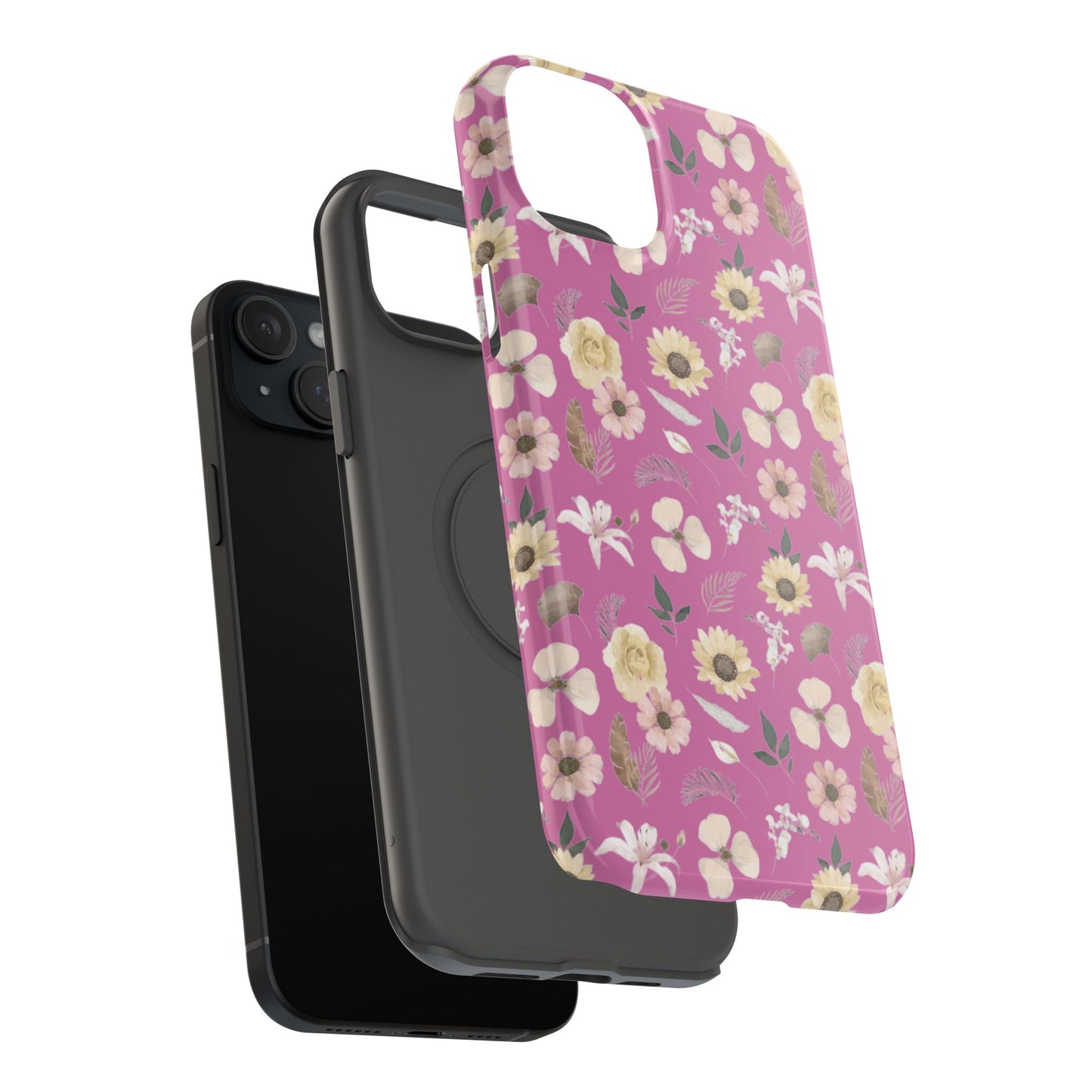 Phone Case - Impact-Resistant - Flower Child Multi & Pink