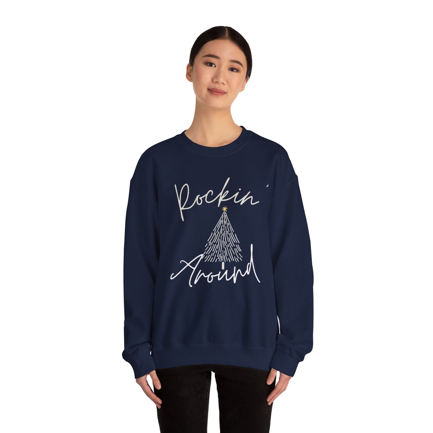 Festive Unisex Crewneck Sweatshirt - Rockin Around White