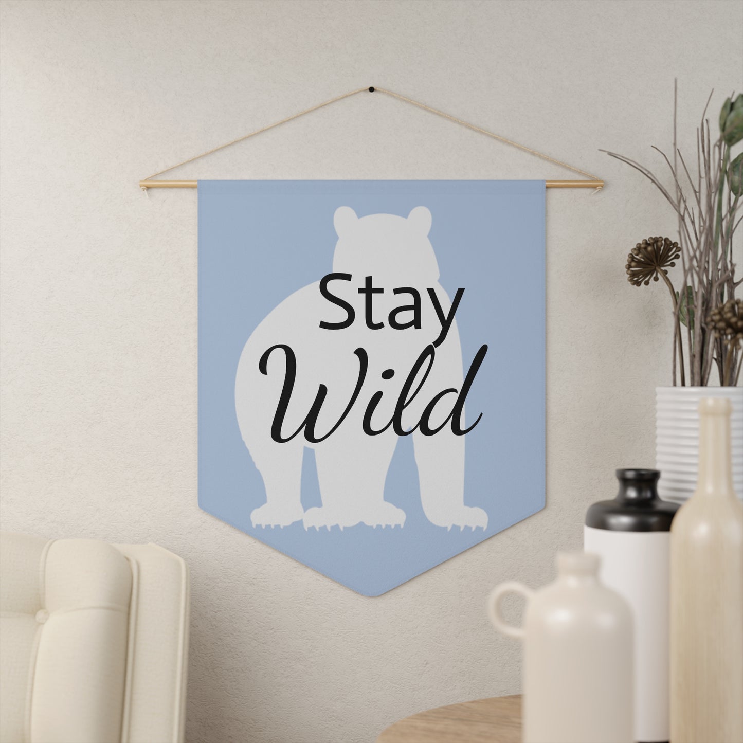 Mountain Baby Pennant - Stay Wild Grizzly Big Sky Blue