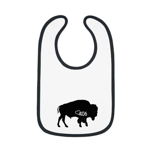 406 Baby Contrast Trim Jersey Bib - Bison Blk