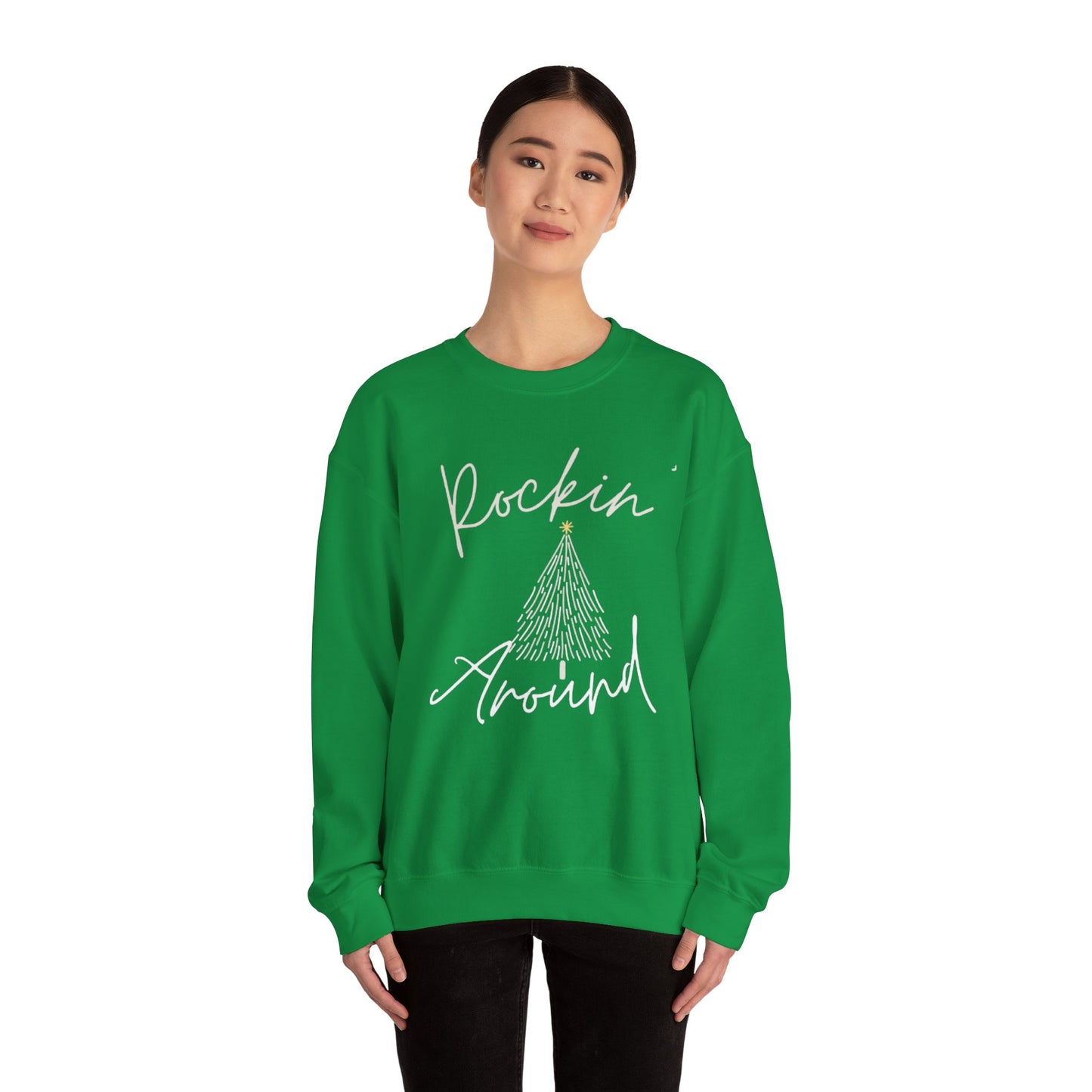 Festive Unisex Crewneck Sweatshirt - Rockin Around White