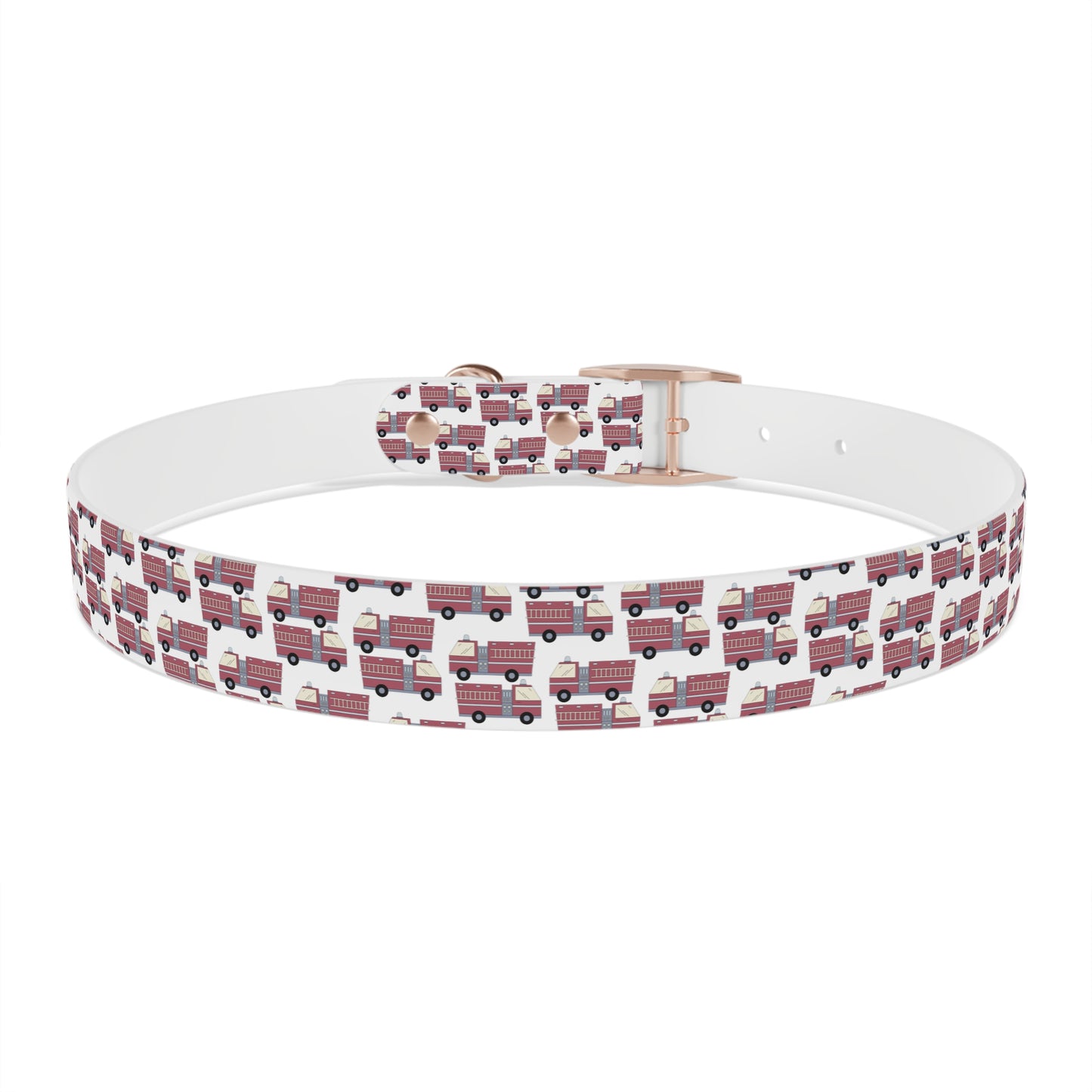 Dog Collar - Fire Trucks - White