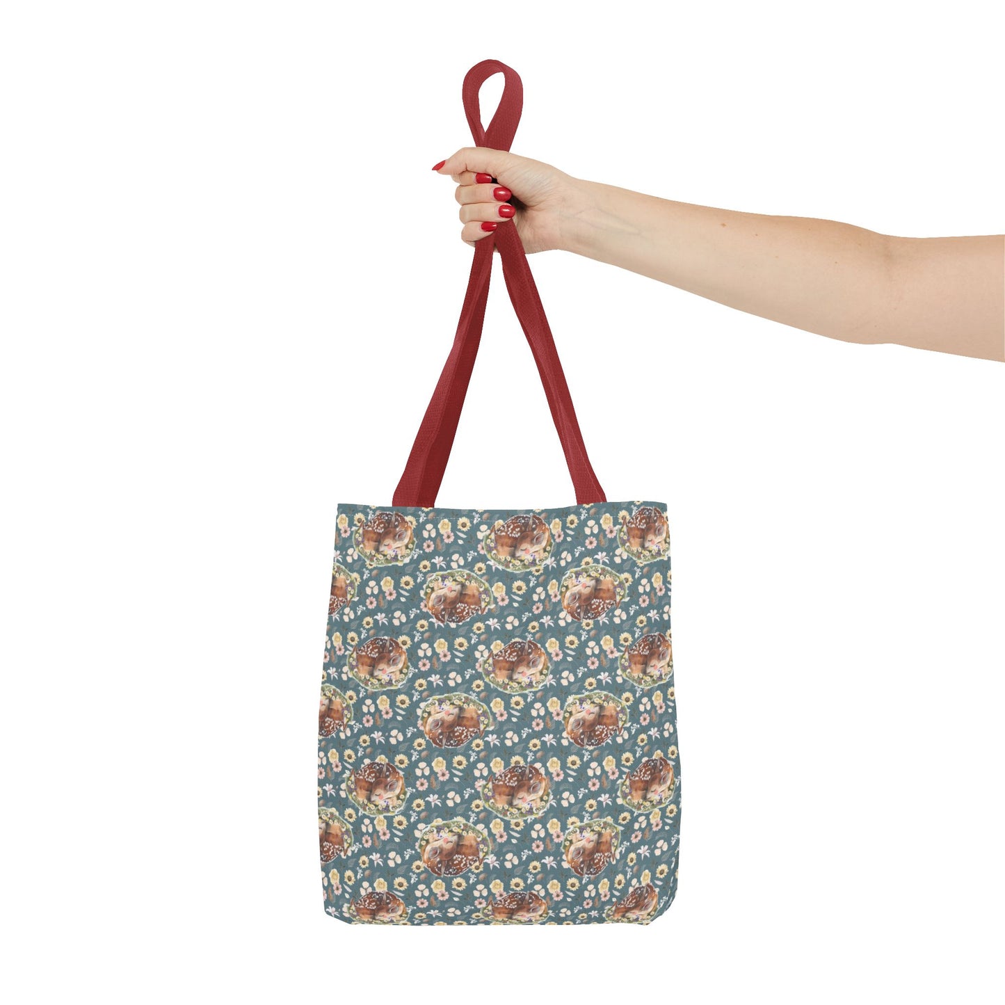 Tote Bag - Turquoise Flowers and Fawns