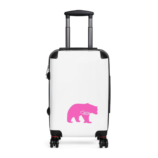 406 Design Hot Pink 90's Inspired Suitcase - Bear