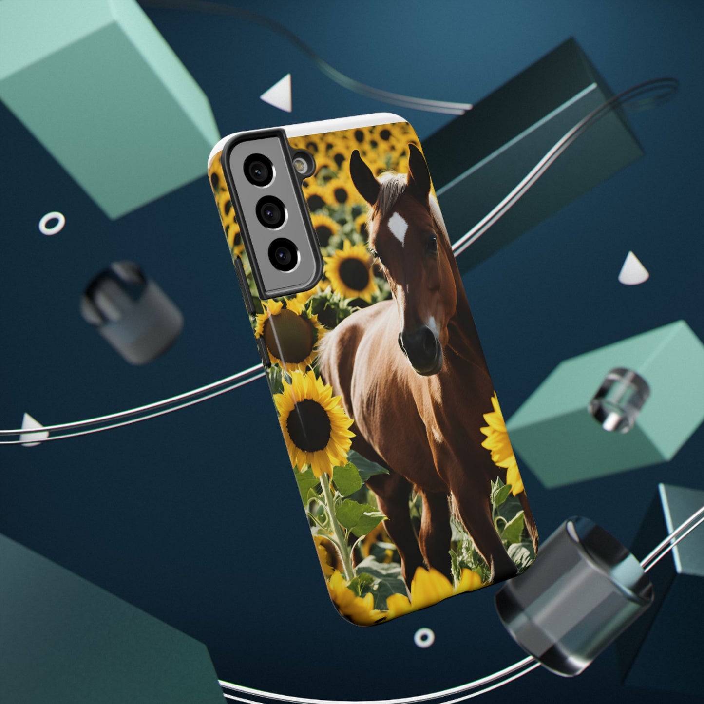 Phone Case - Impact-Resistant - Horse Sunflowers 2