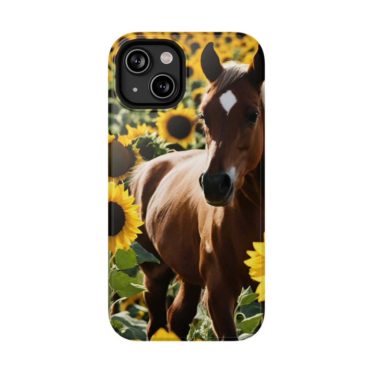 Phone Case - Impact-Resistant - Horse Sunflowers 2