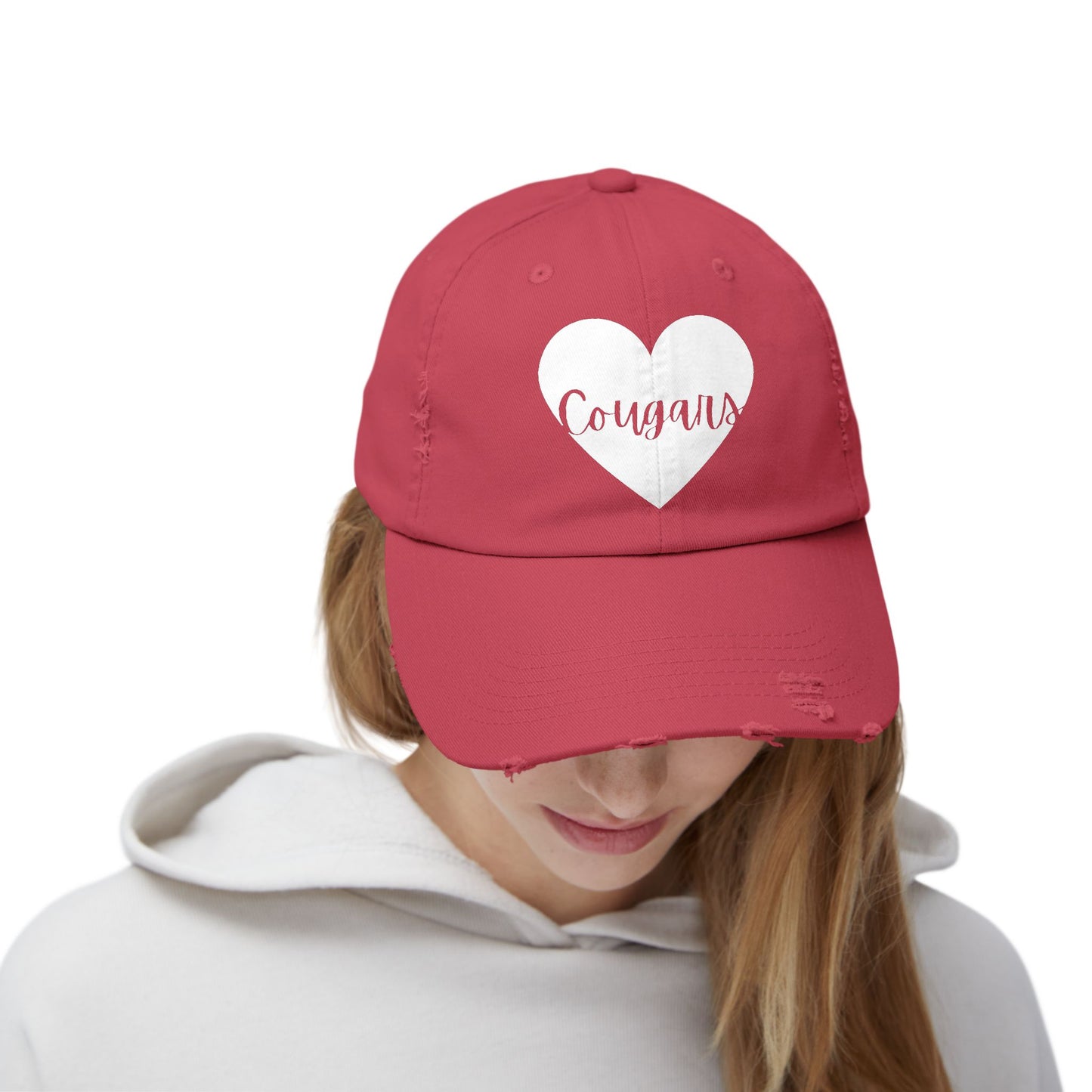 Generic Team Distressed Cap - Cougars Heart