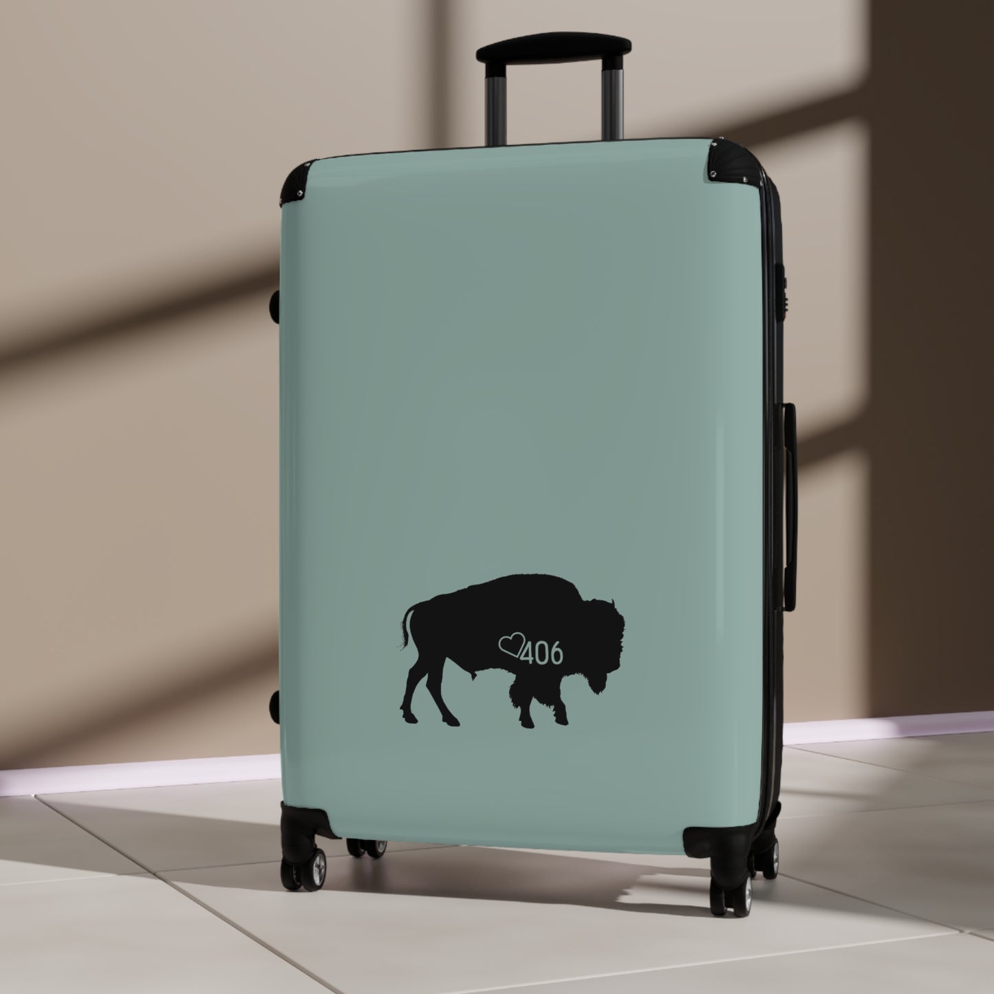 406  Luggage  Bison Mountain Green Suitcase