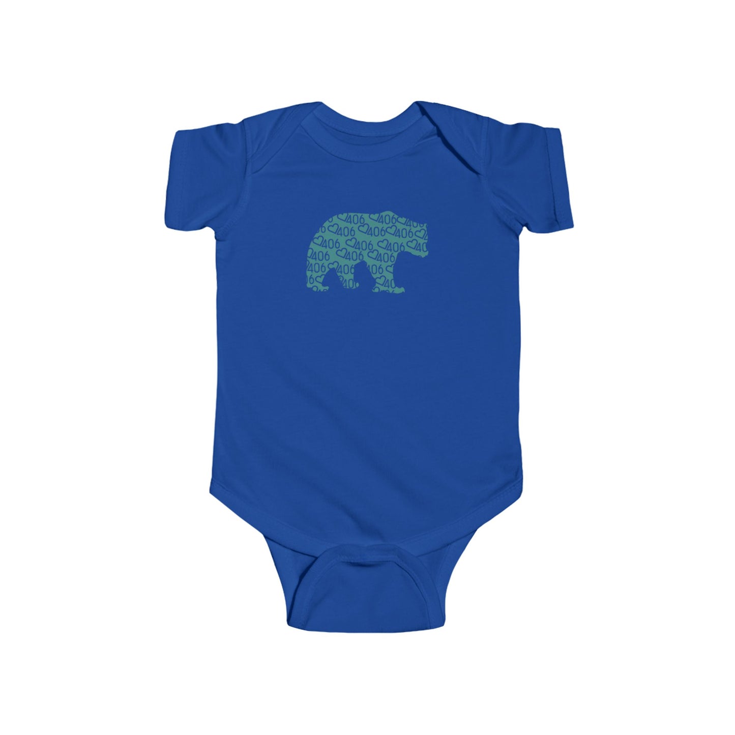 406  Baby Onesie Ringspun Cotton - Turquoise Bear