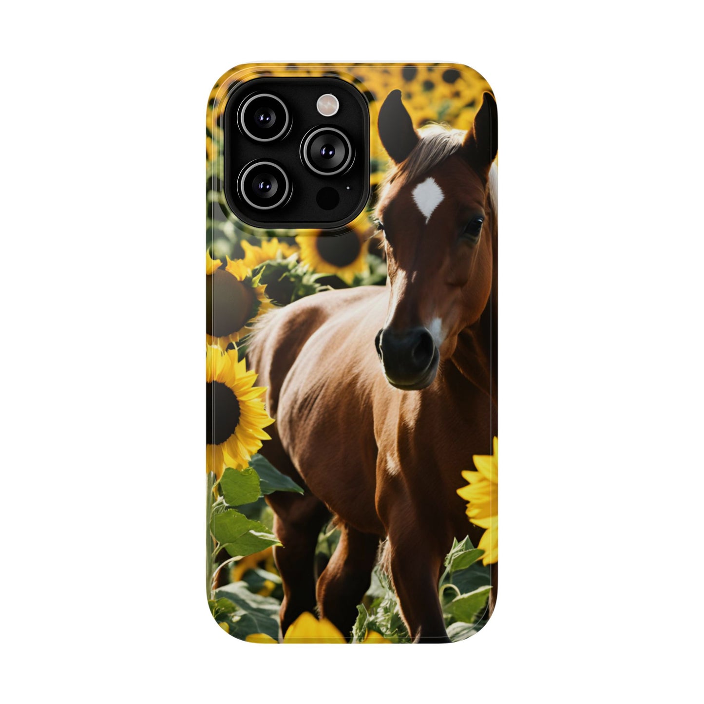 Phone Case - Impact-Resistant - Horse Sunflowers 2