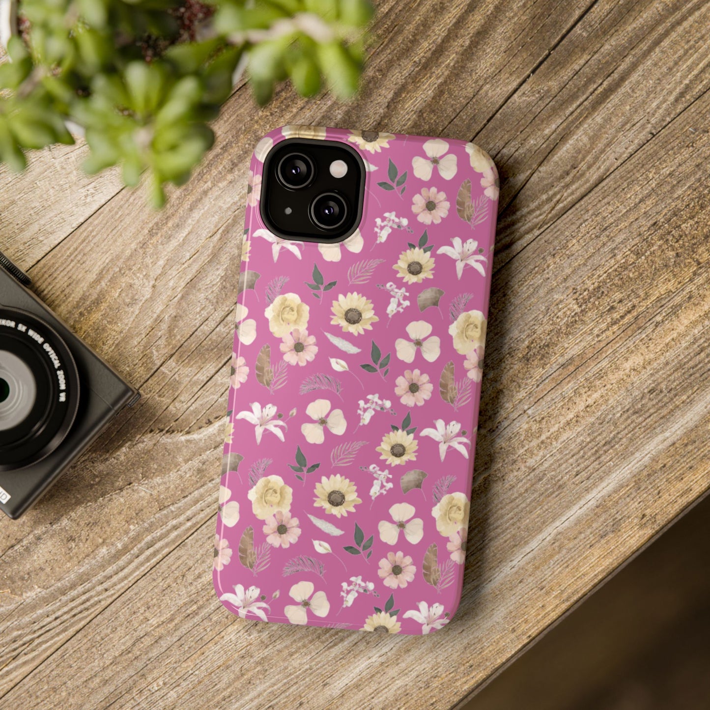 Phone Case - Impact-Resistant - Flower Child Multi & Pink