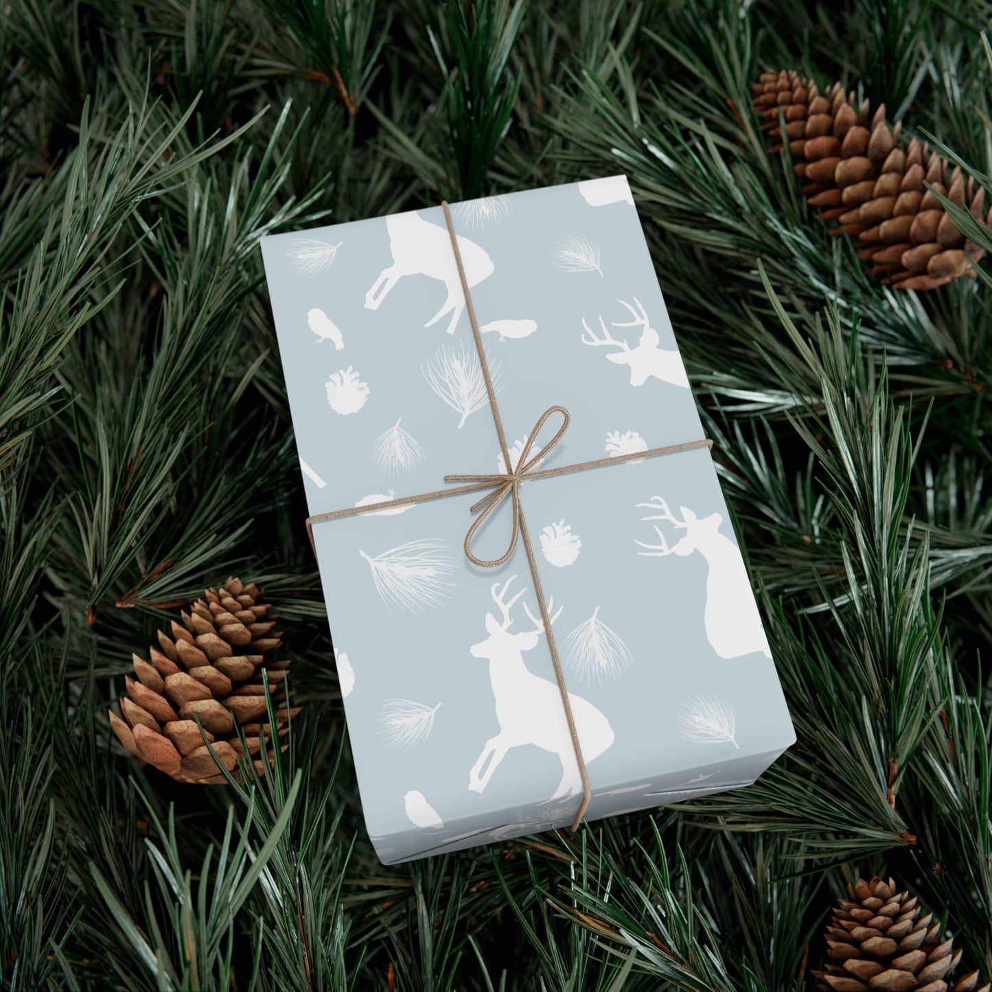 Gift Wrap Papers - Ice Blue White Deer