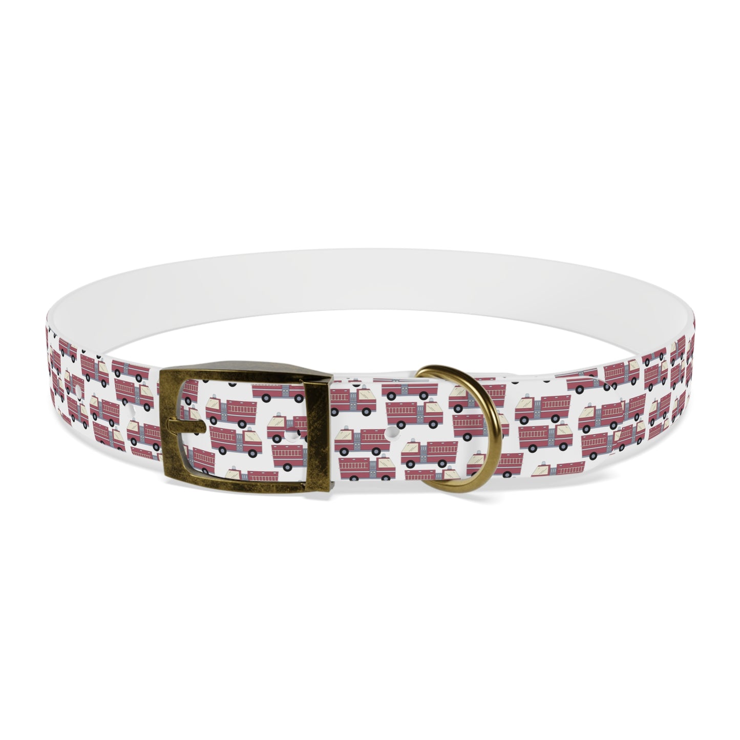 Dog Collar - Fire Trucks - White