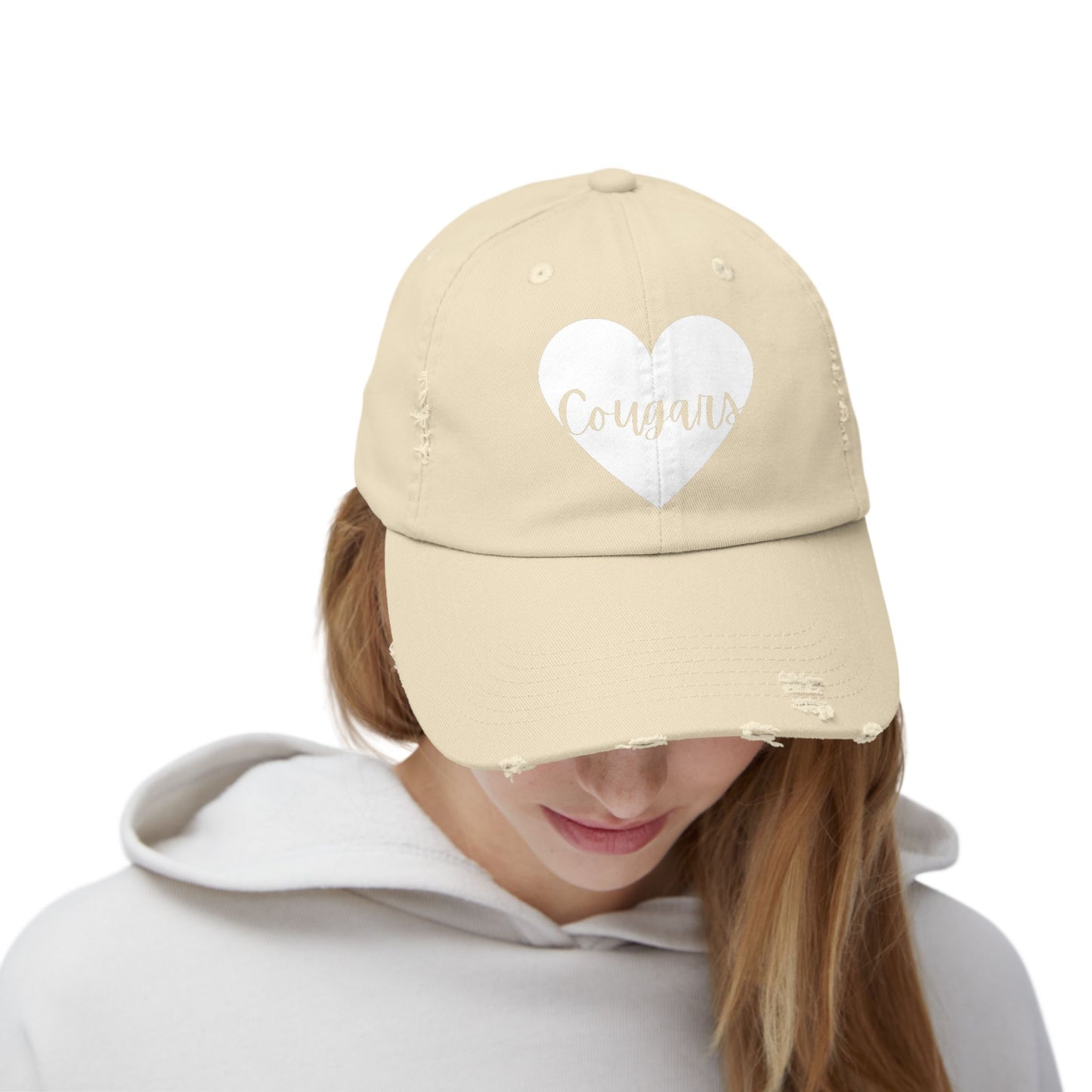 Generic Team Distressed Cap - Cougars Heart