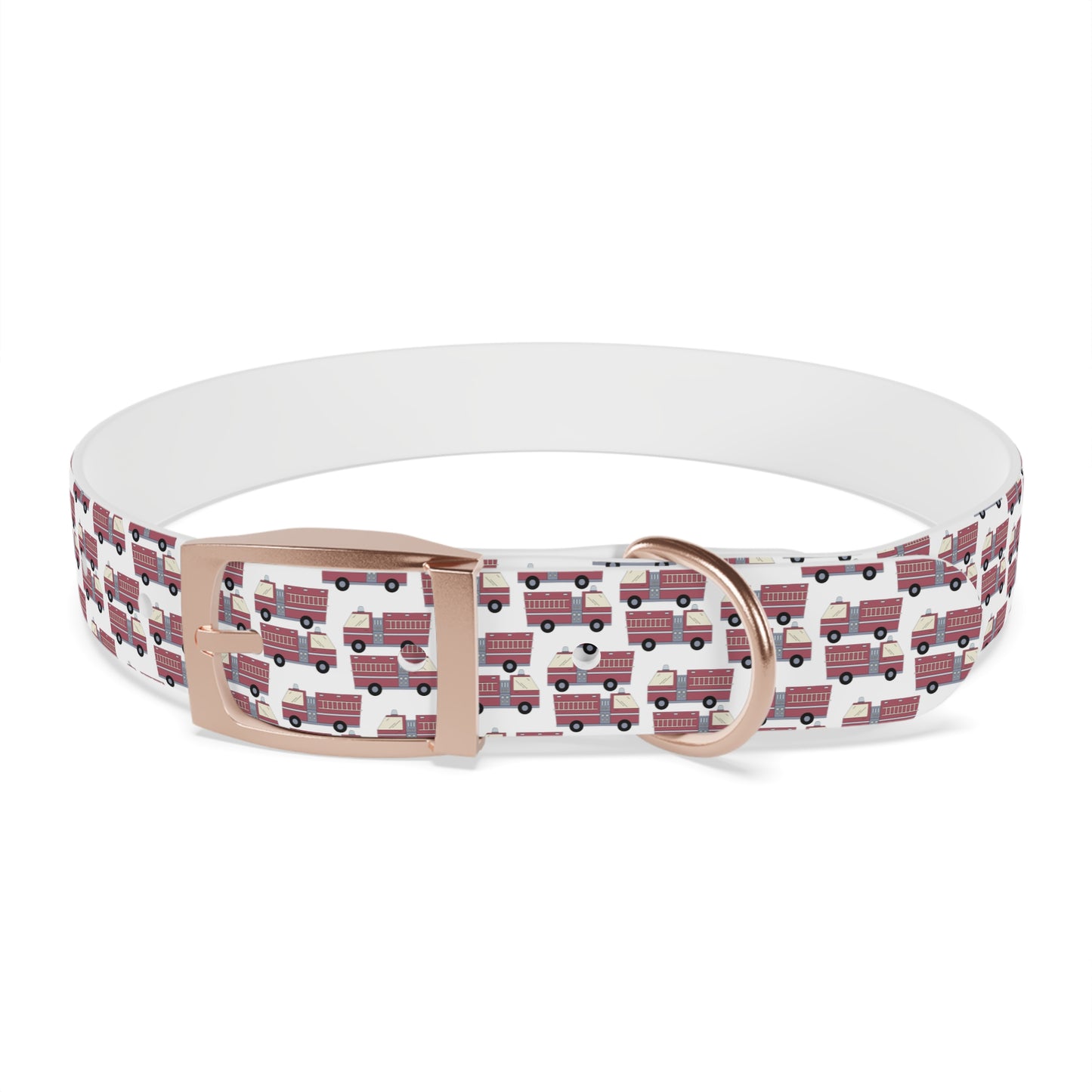 Dog Collar - Fire Trucks - White