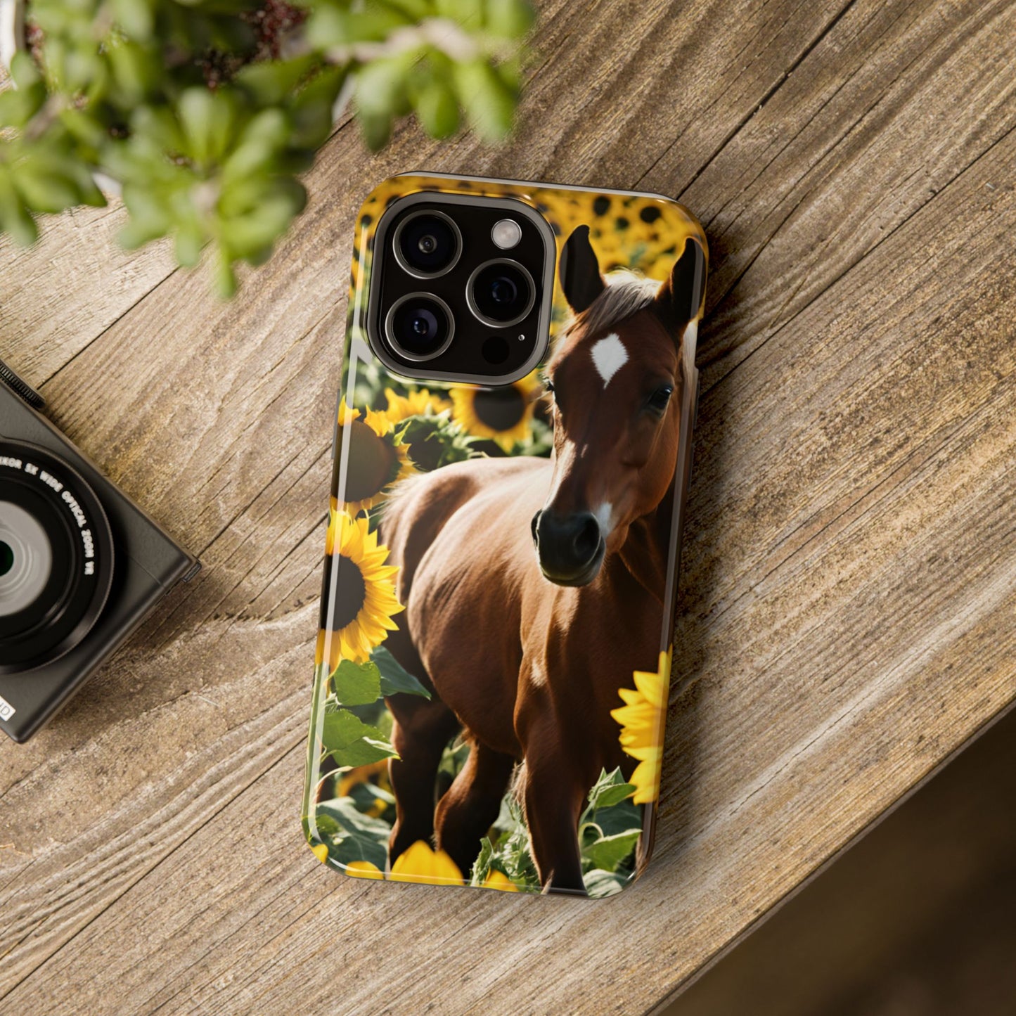 Phone Case - Impact-Resistant - Horse Sunflowers 2