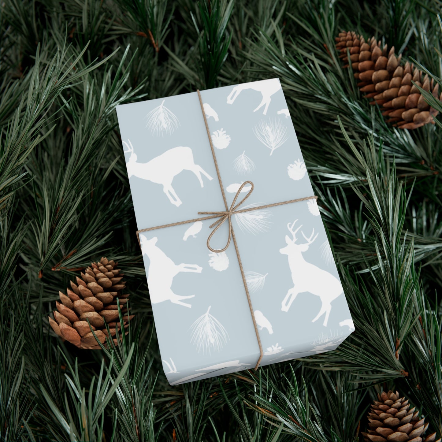 Gift Wrap Papers - Ice Blue White Deer