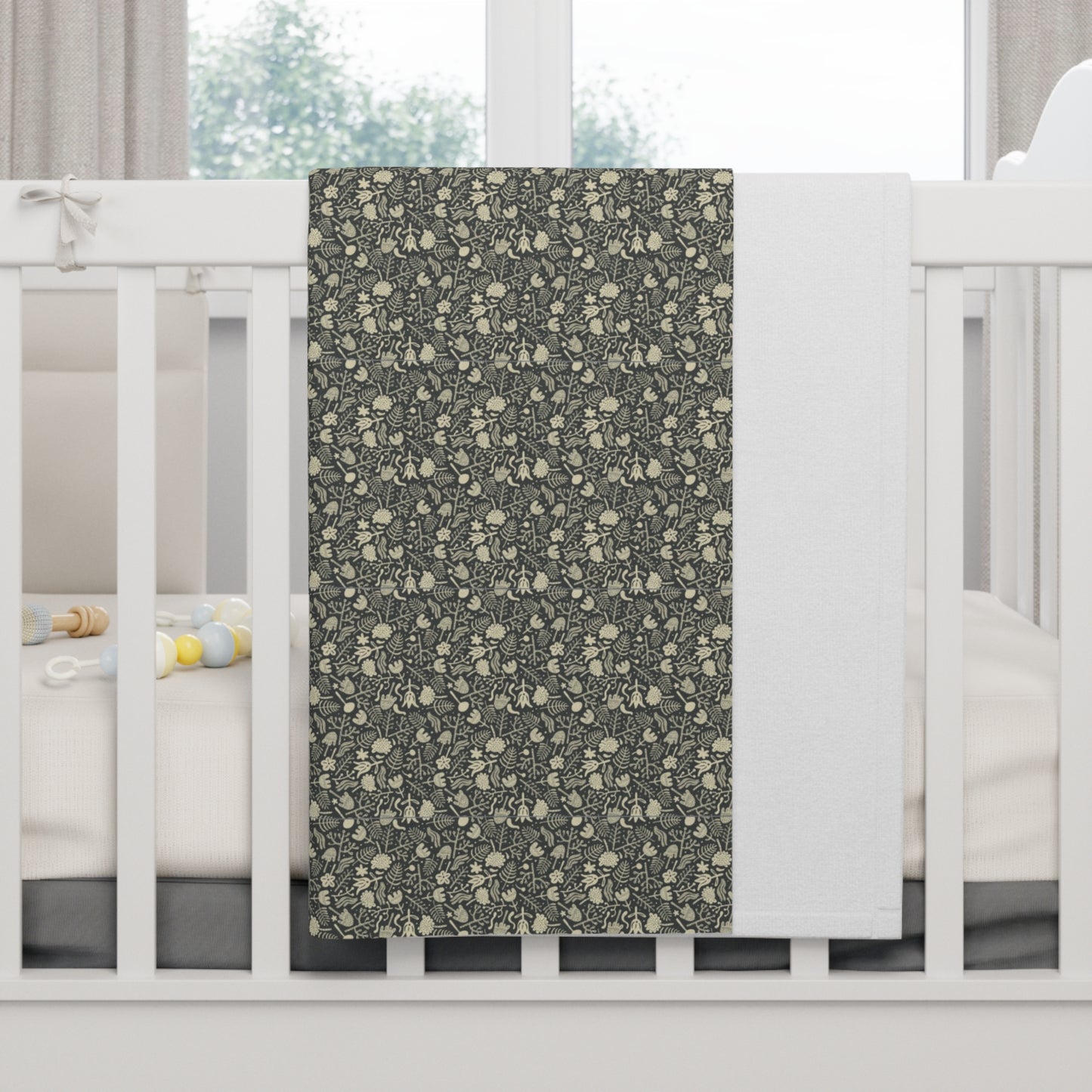 Elegant Soft Fleece Baby Blanket - Black and Yellow Floral Print