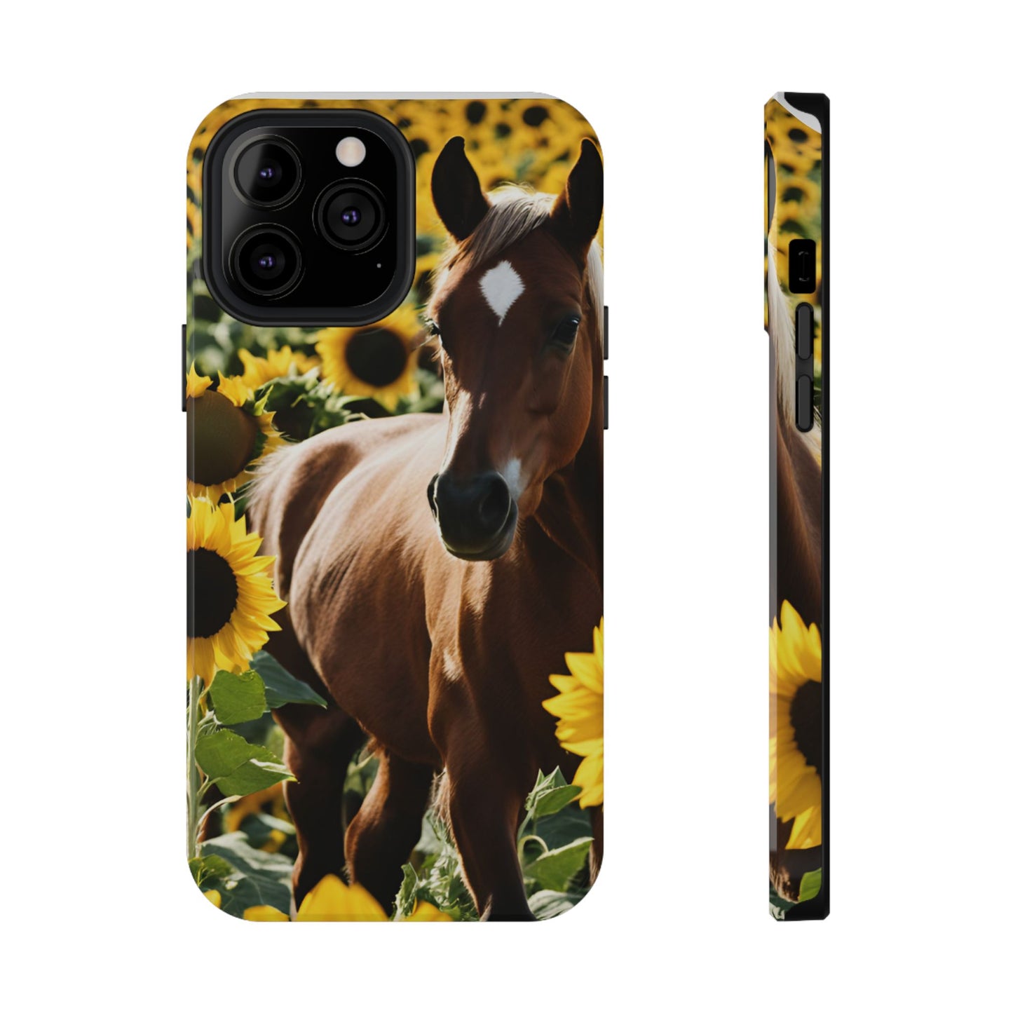 Phone Case - Impact-Resistant - Horse Sunflowers 2