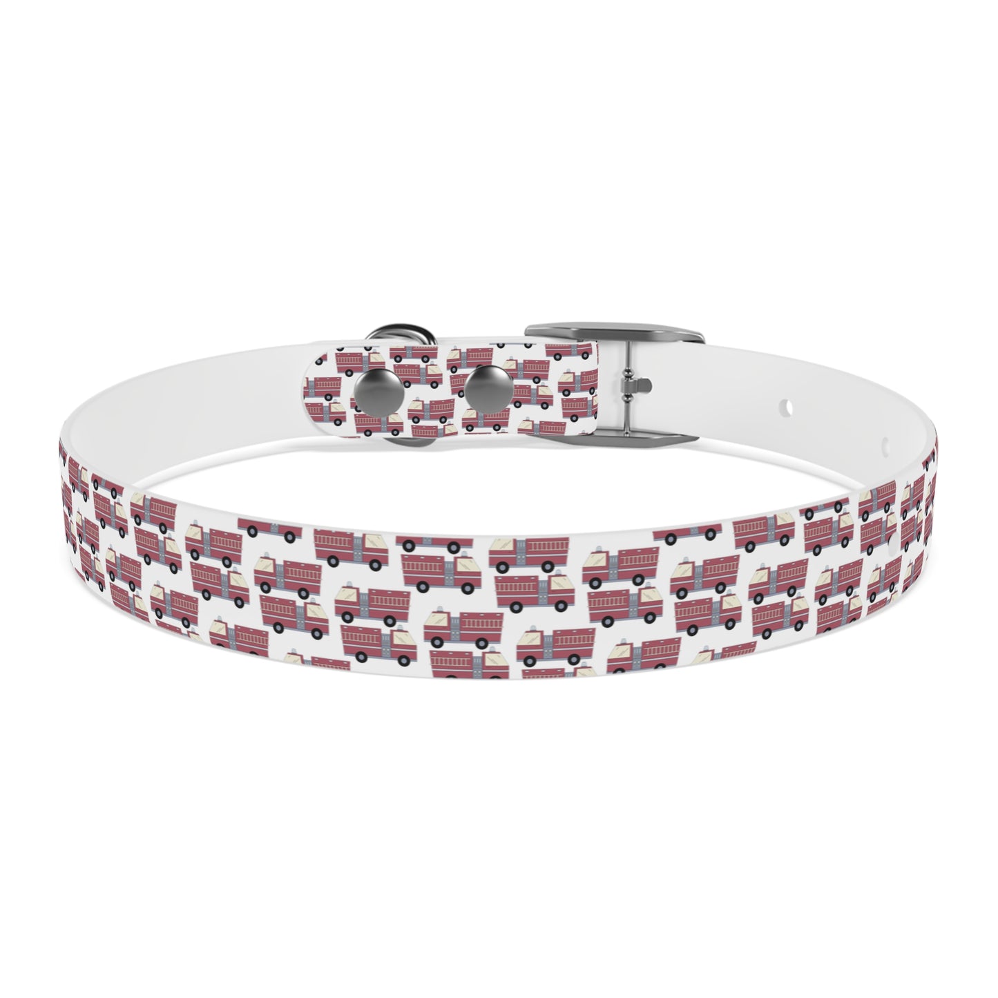 Dog Collar - Fire Trucks - White