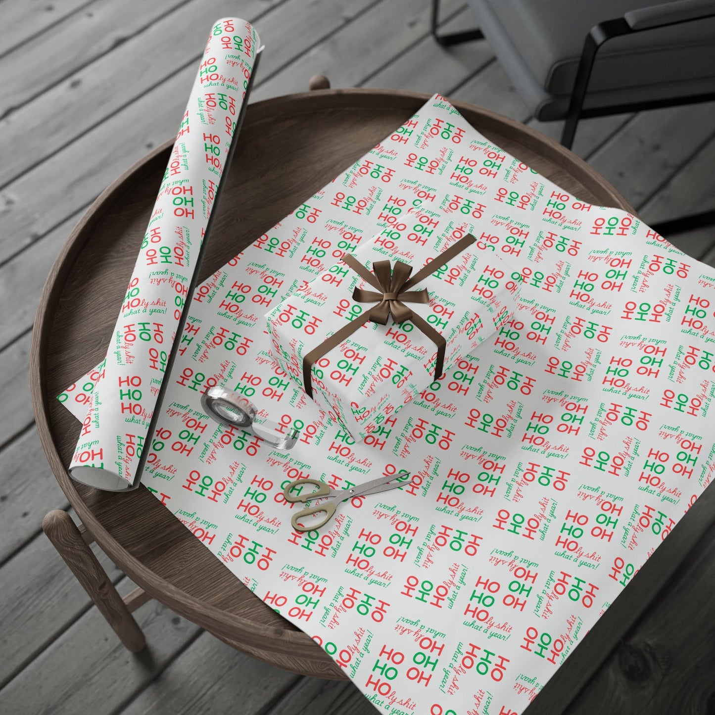 Festive Wrapping Paper - Ho Ho Holy Shit What a Year - White