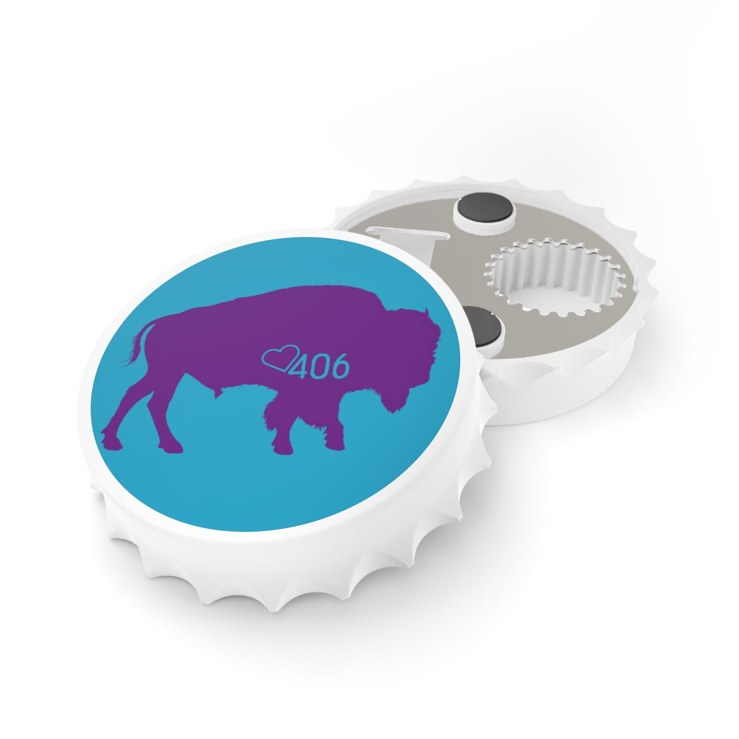 ITS406 Design Bottle Opener - Teal and Purple Bison