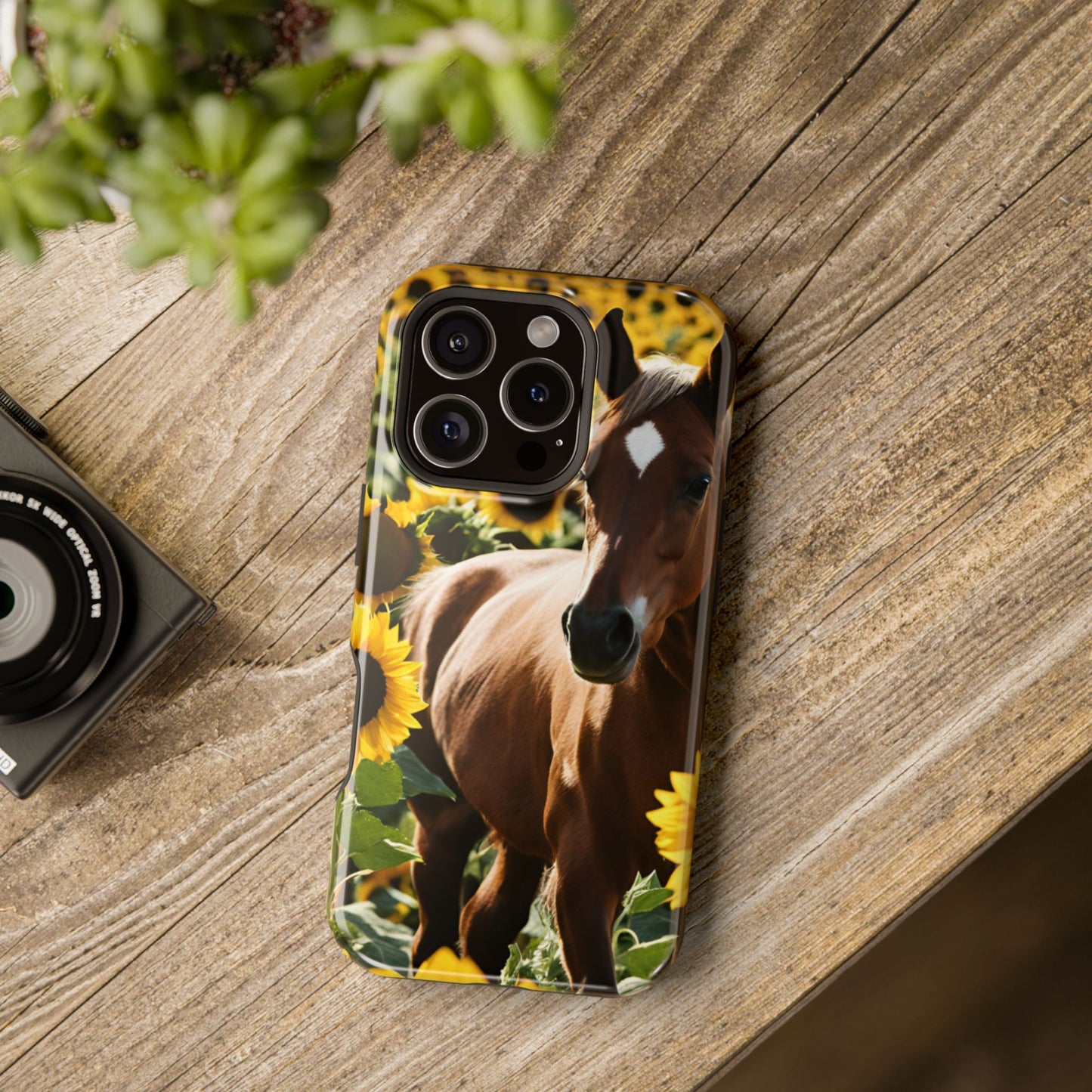 Phone Case - Impact-Resistant - Horse Sunflowers 2