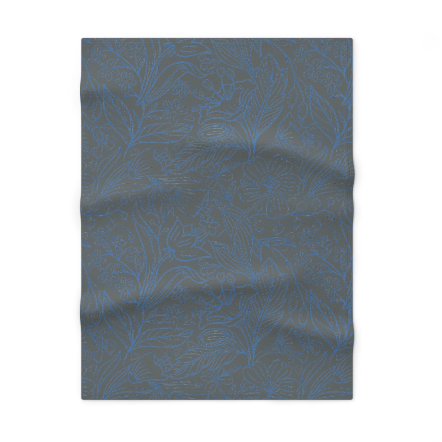 Elegant Soft Fleece Baby Blanket - Black and Blue Floral Print