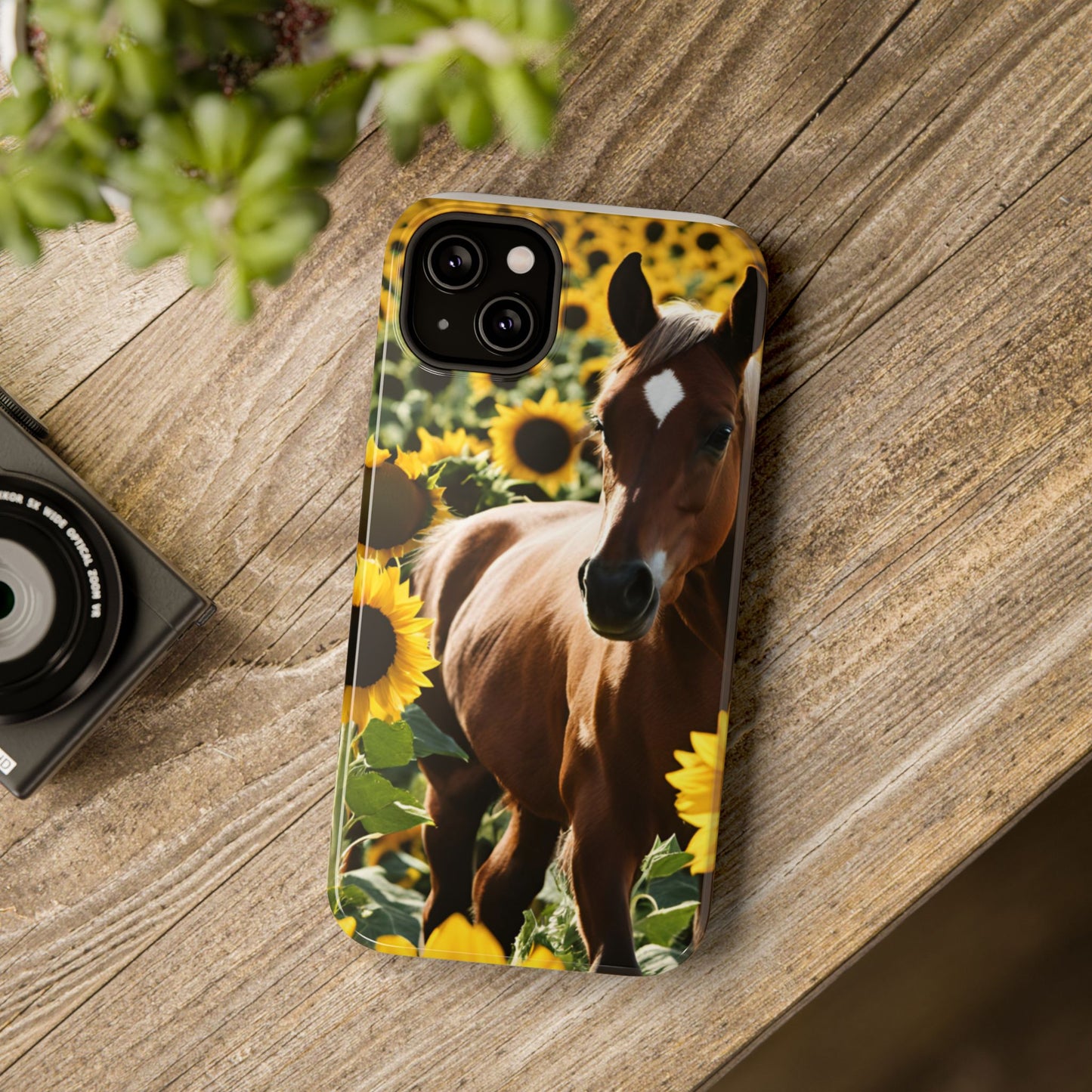 Phone Case - Impact-Resistant - Horse Sunflowers 2