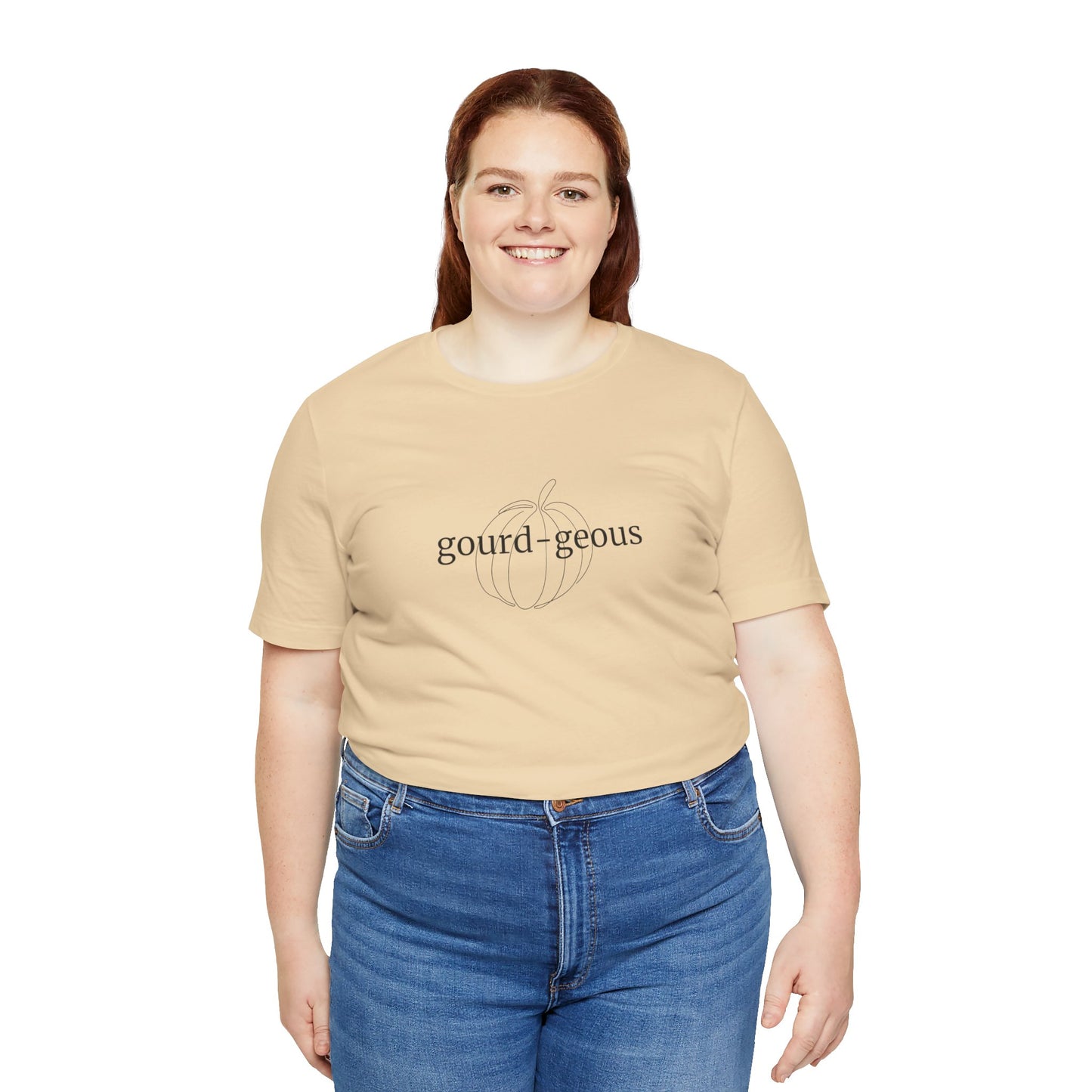 Fall/Halloween Unisex Jersey Short Sleeve Tee - Black "Gourd-geous" Pun