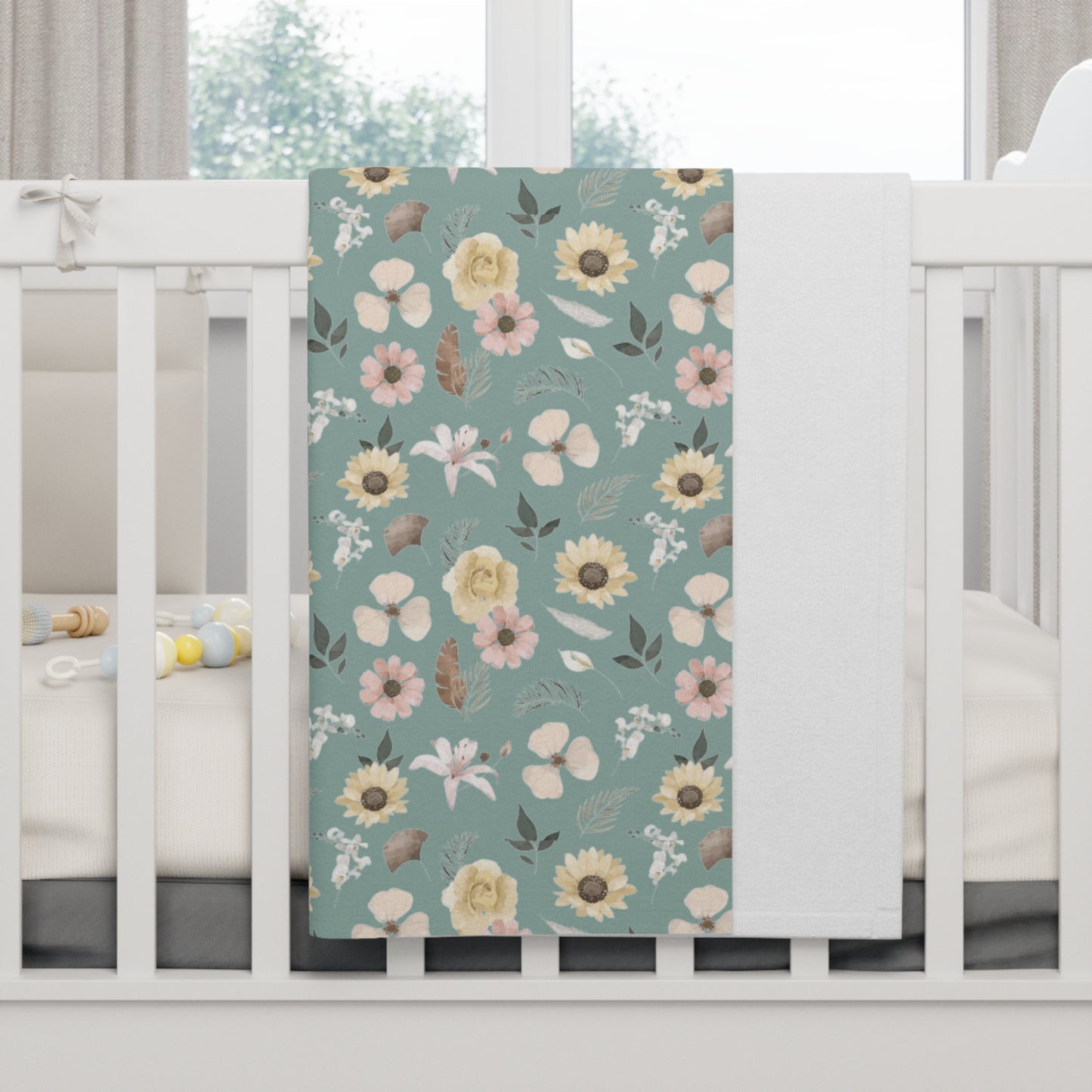 Elegant Baby Soft Fleece Baby Blanket - Mountain Green Floral